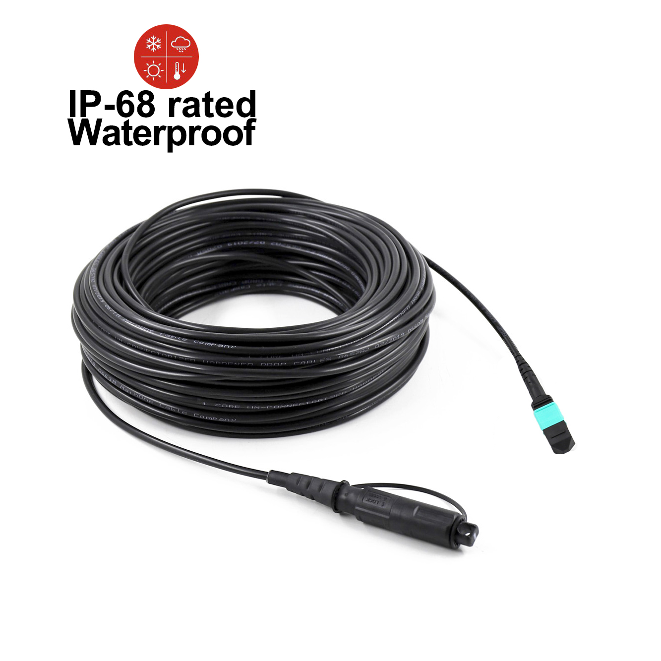 12 Fibers Waterproof OptiTap MPO to MPO female OM3 Multimode Fiber Optic Cable