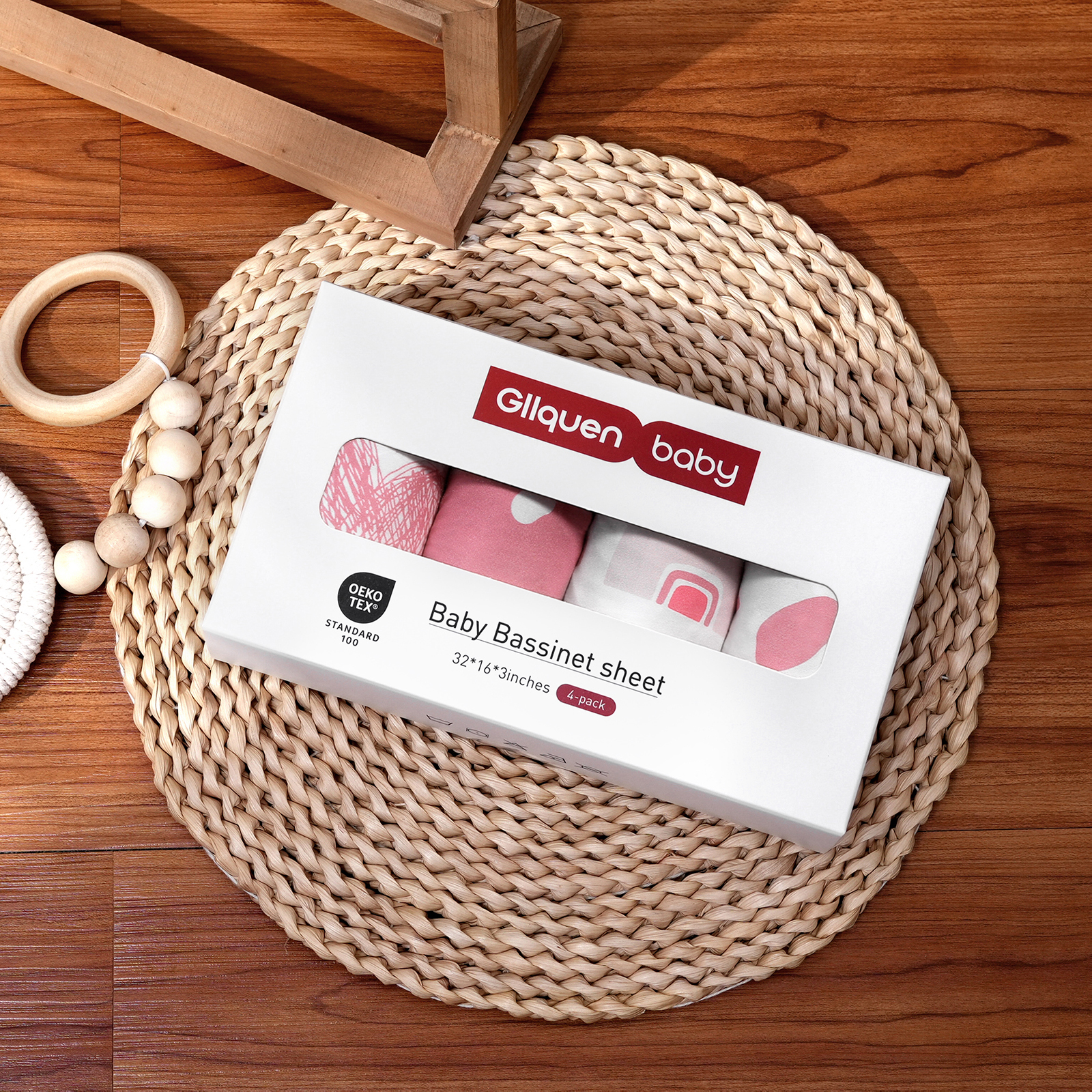 Pink Heart | Soft Microfiber Fitted Change Pad Cover & Bassinet Sheets 4 Pack | 16''*32''