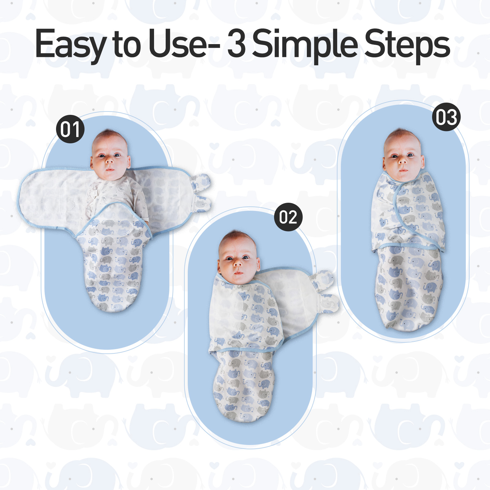 Blue | Gllquen Baby Swaddle 0-3 Months 3 Pack