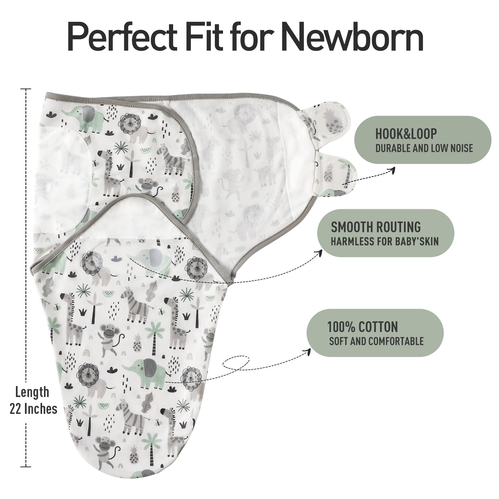 Animal World | Gllquen Baby Swaddle 0-3 Months 3 Pack