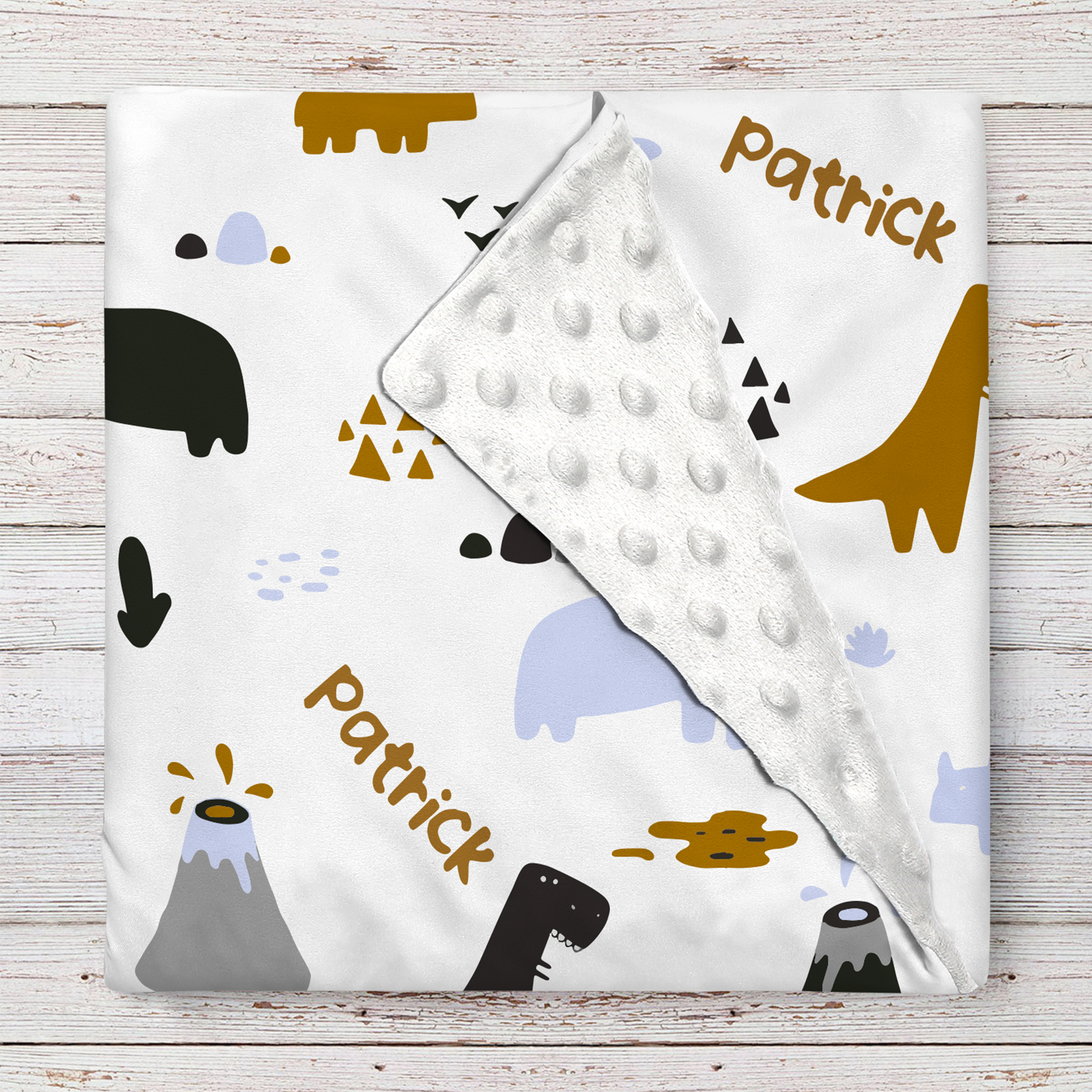 Patrick's Dinosaur Personalized Baby Boy Name Blanket