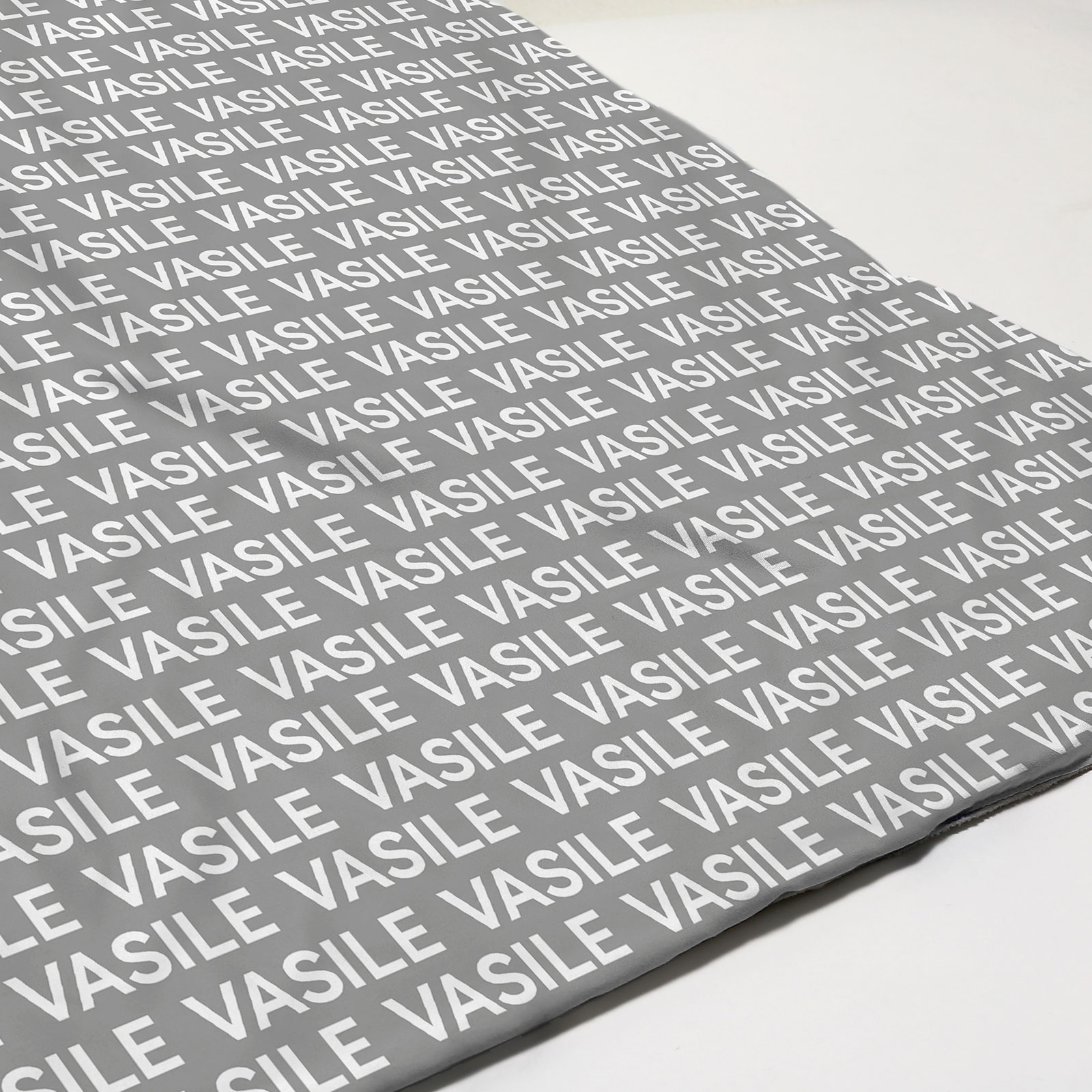 Vasile's Light Gray Personalized Baby Name Blanket 