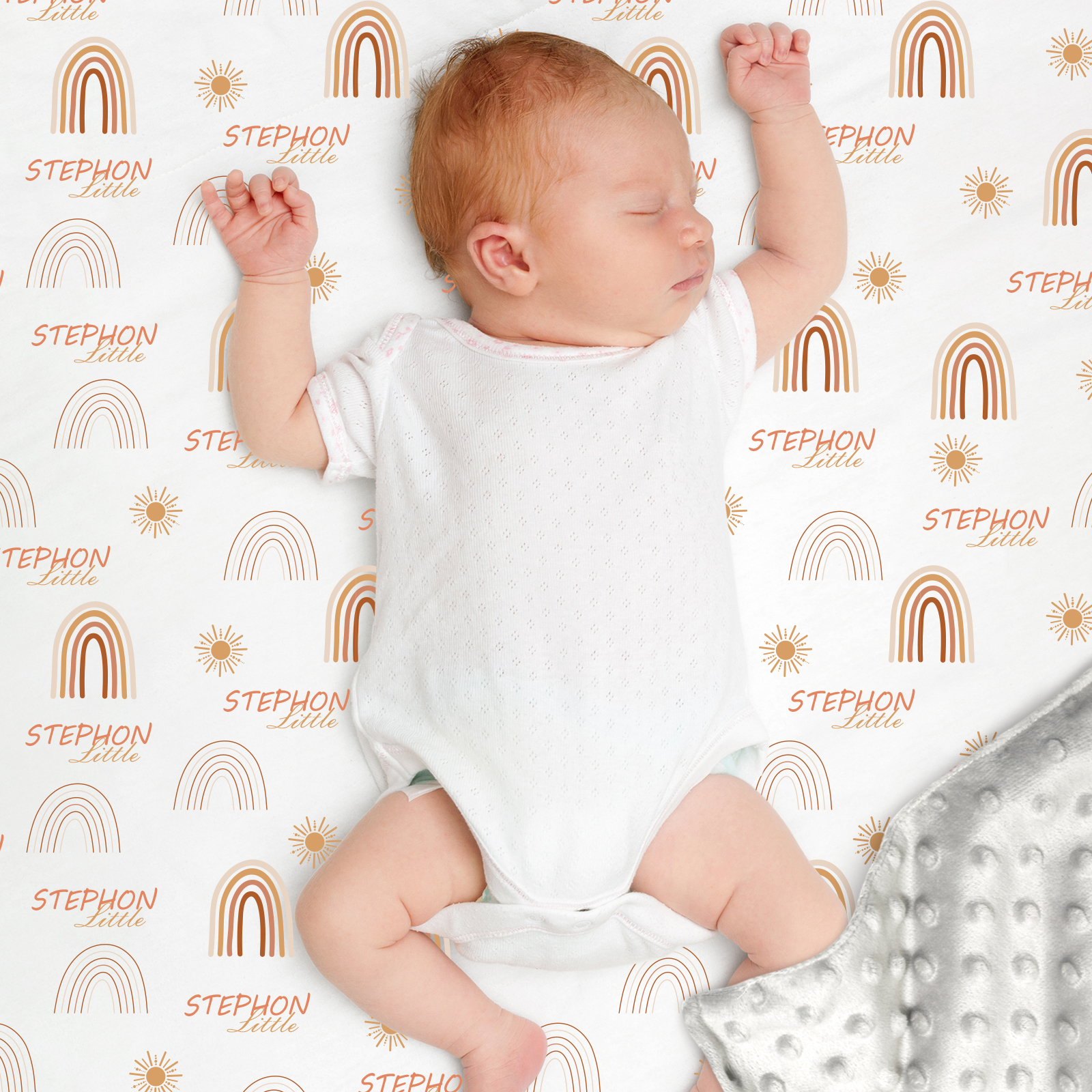 Little Rainbows Personalized Baby Name Blanket