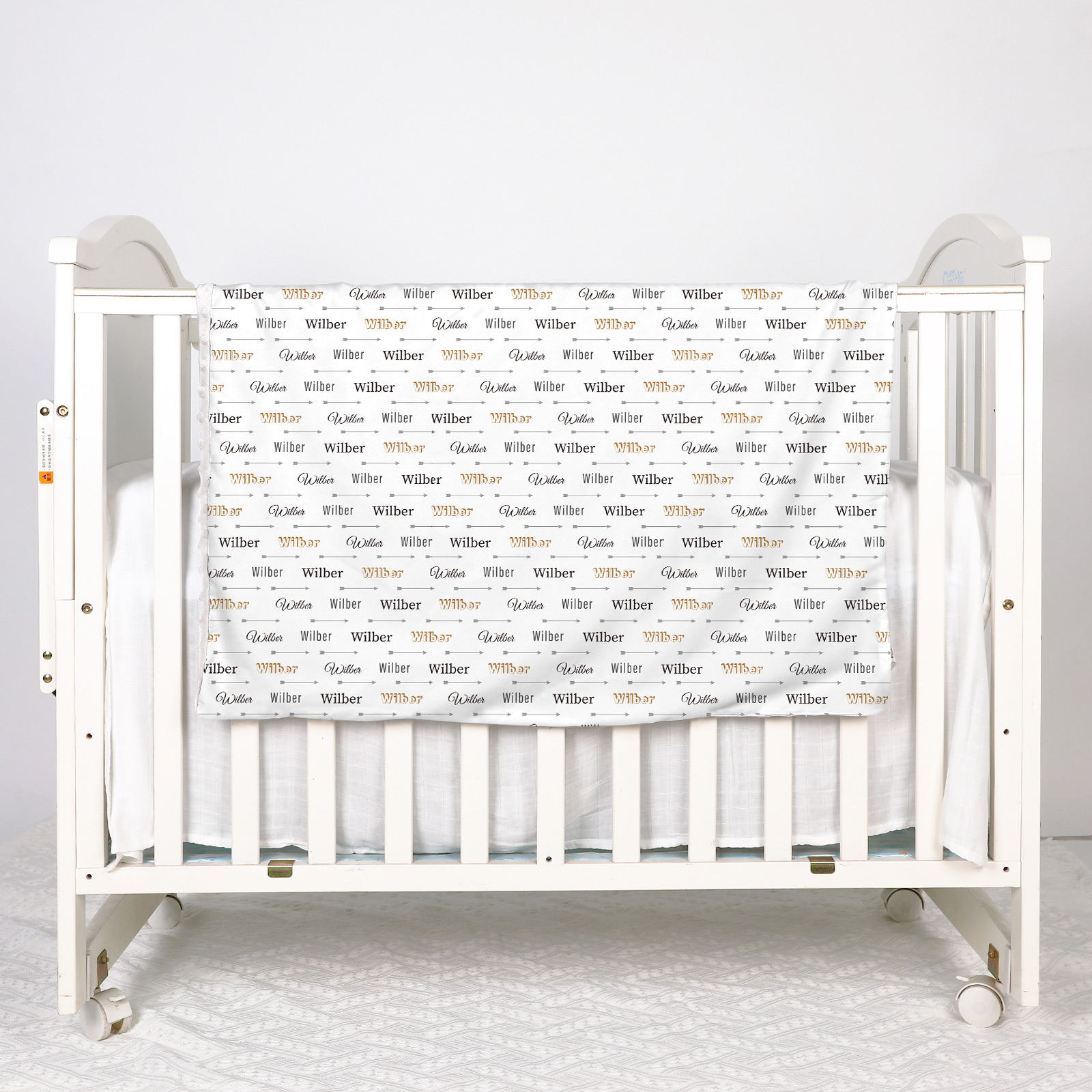 Wilber's White Fantasy Personalized Baby Name Blanket 