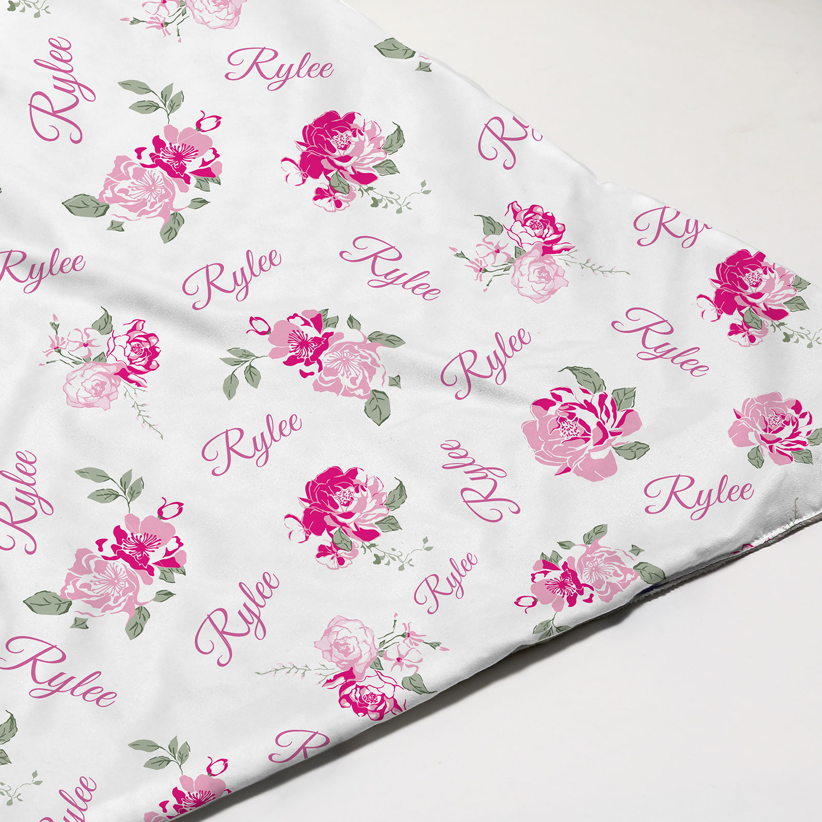 Personalized Pink Fantasy Baby Girl Name Blanket