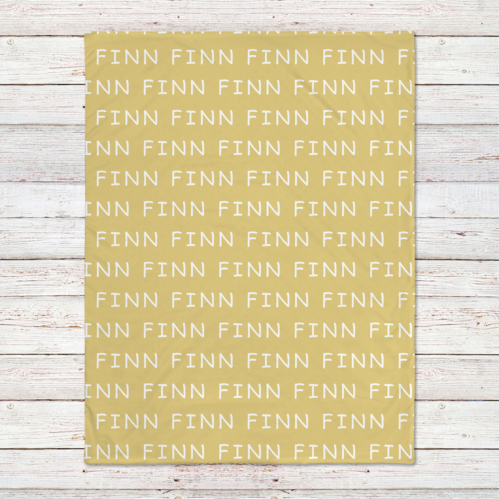 Finn's Grayish Yellow Brown Personalized Baby Blanket