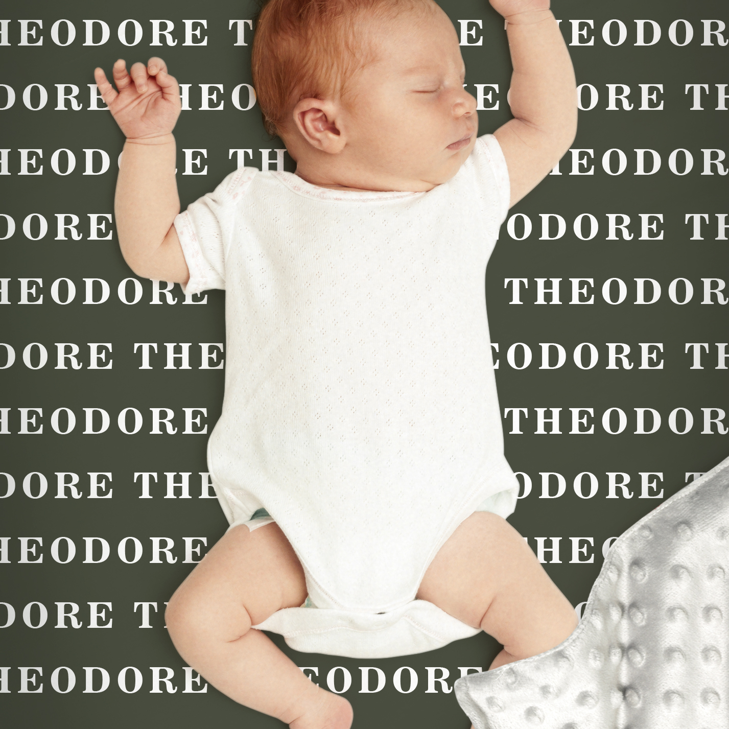 Theodore's Dark Gray Personalized Name Blanket