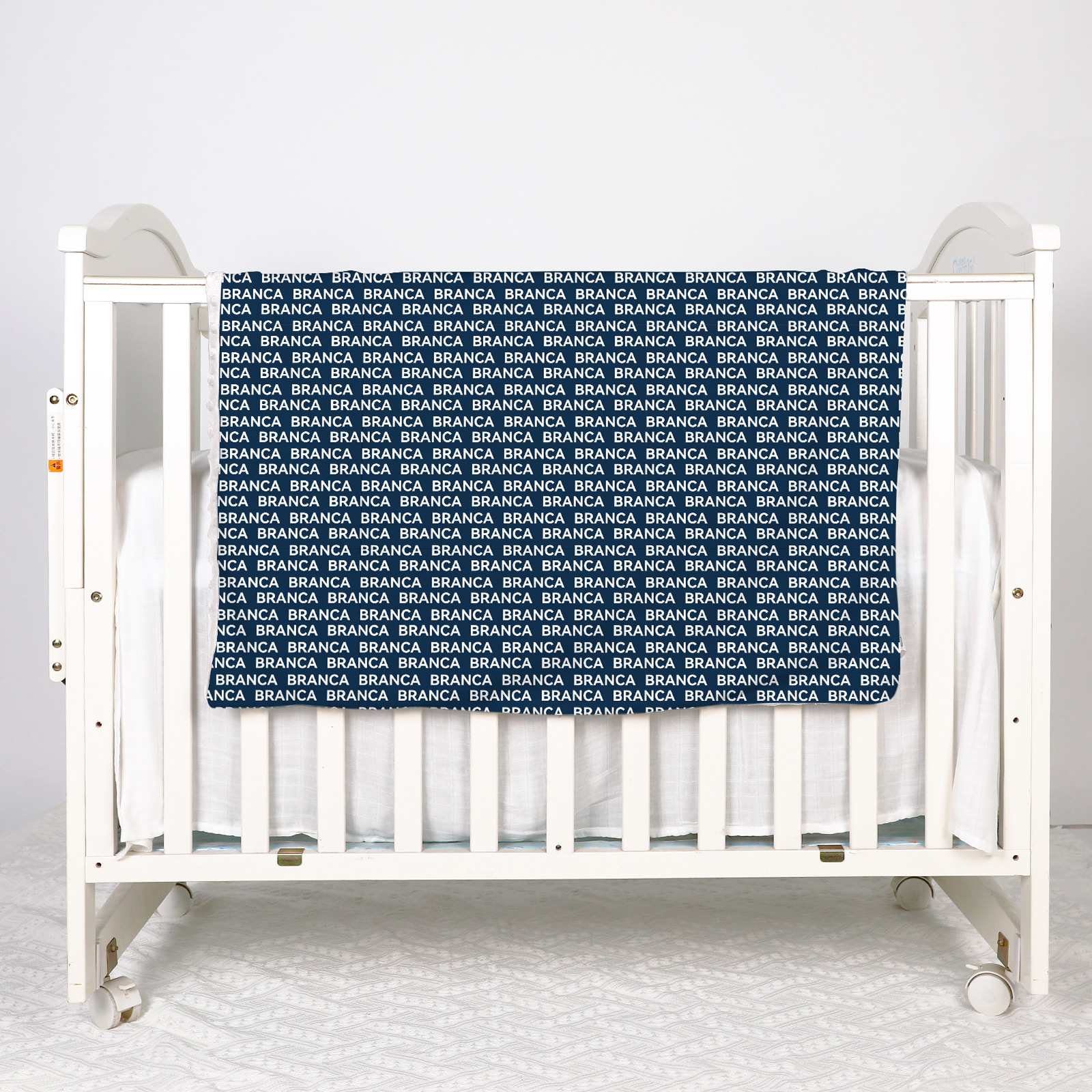 Branca's Navy Blue Personalized Baby Name Blanket 