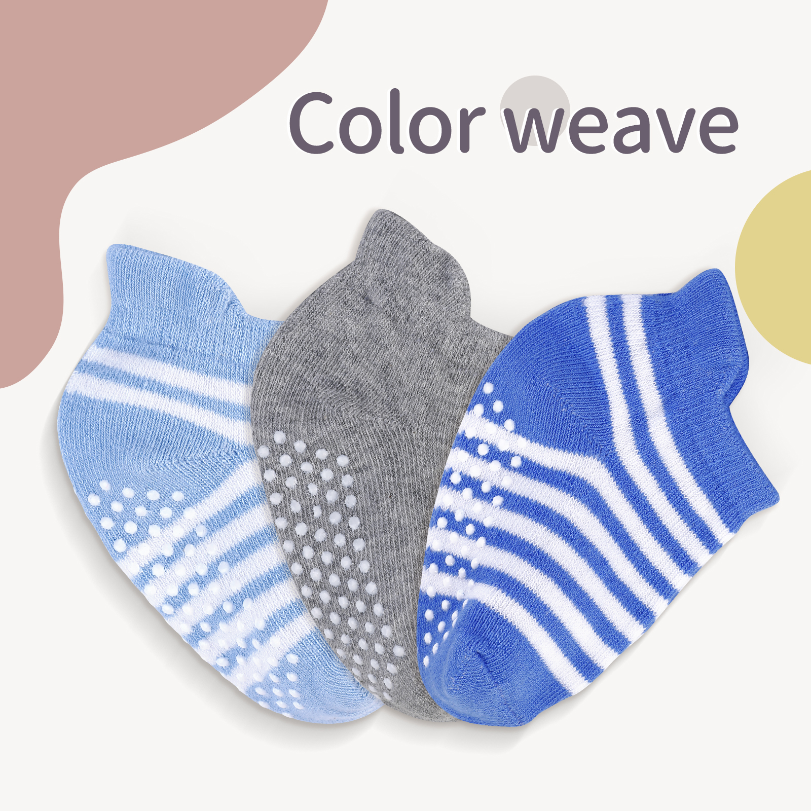 Boys Style | 100% Organic Cotton Baby Non Slip Socks | 6 Pack