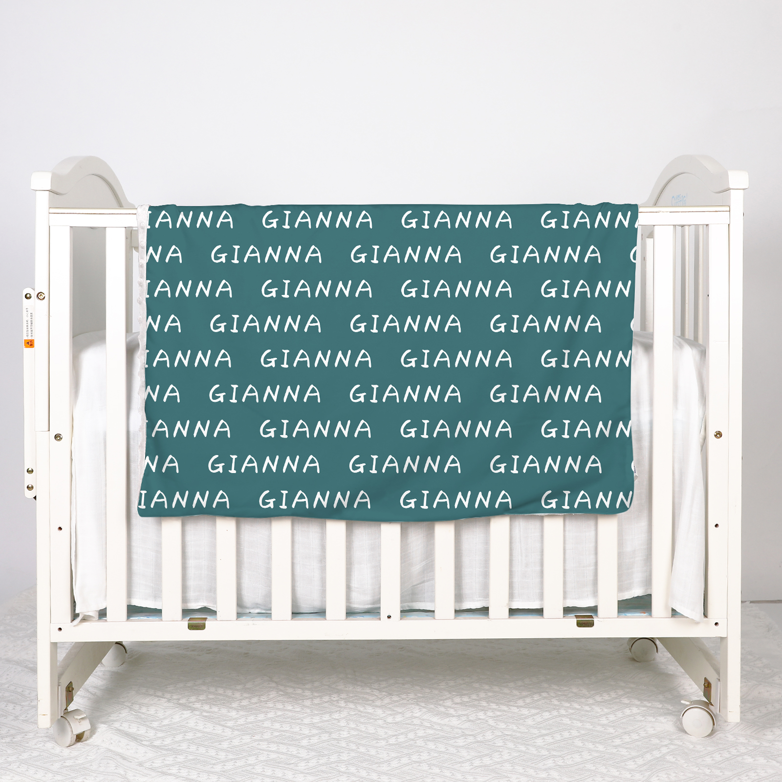 Gianna's Dark Graynish Cyan Personalized Baby Blanket