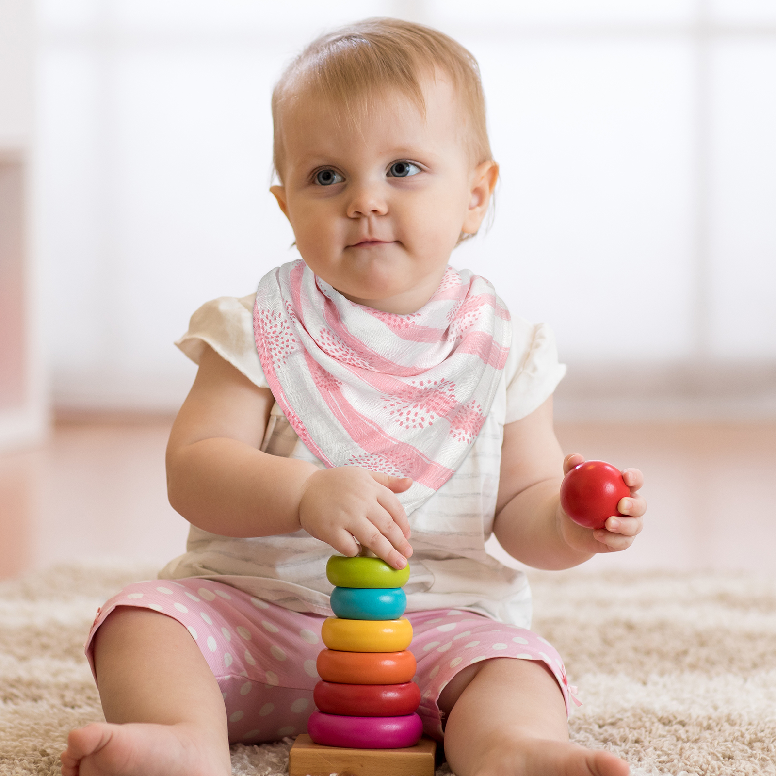 Muslin Swaddle Blankets 6-Pack, 28 X 28" - Pink Floral