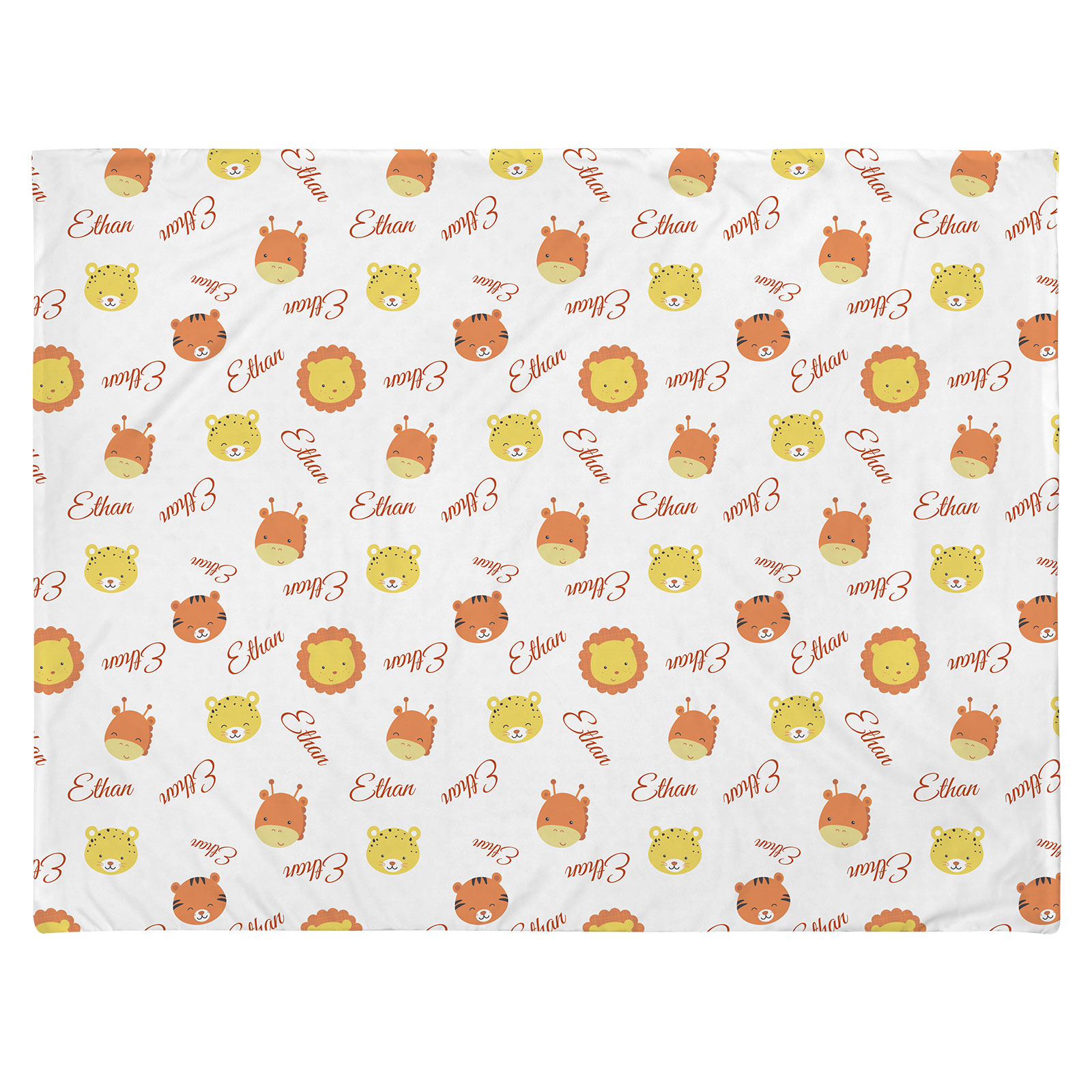 Personalized Baby Name Blanket, Safari Animals