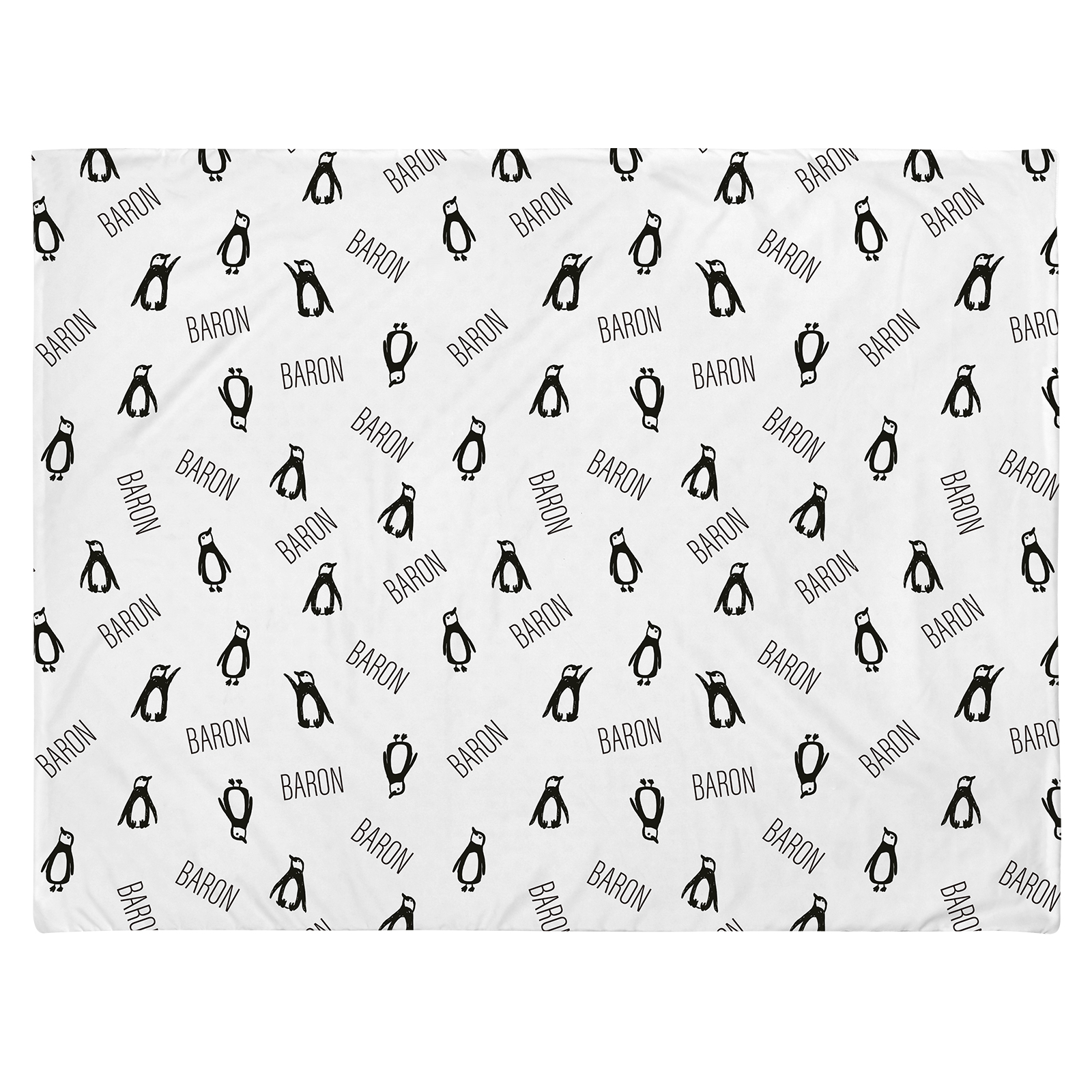 Penguin Kingdom Personalized Baby Boy Name Blanket