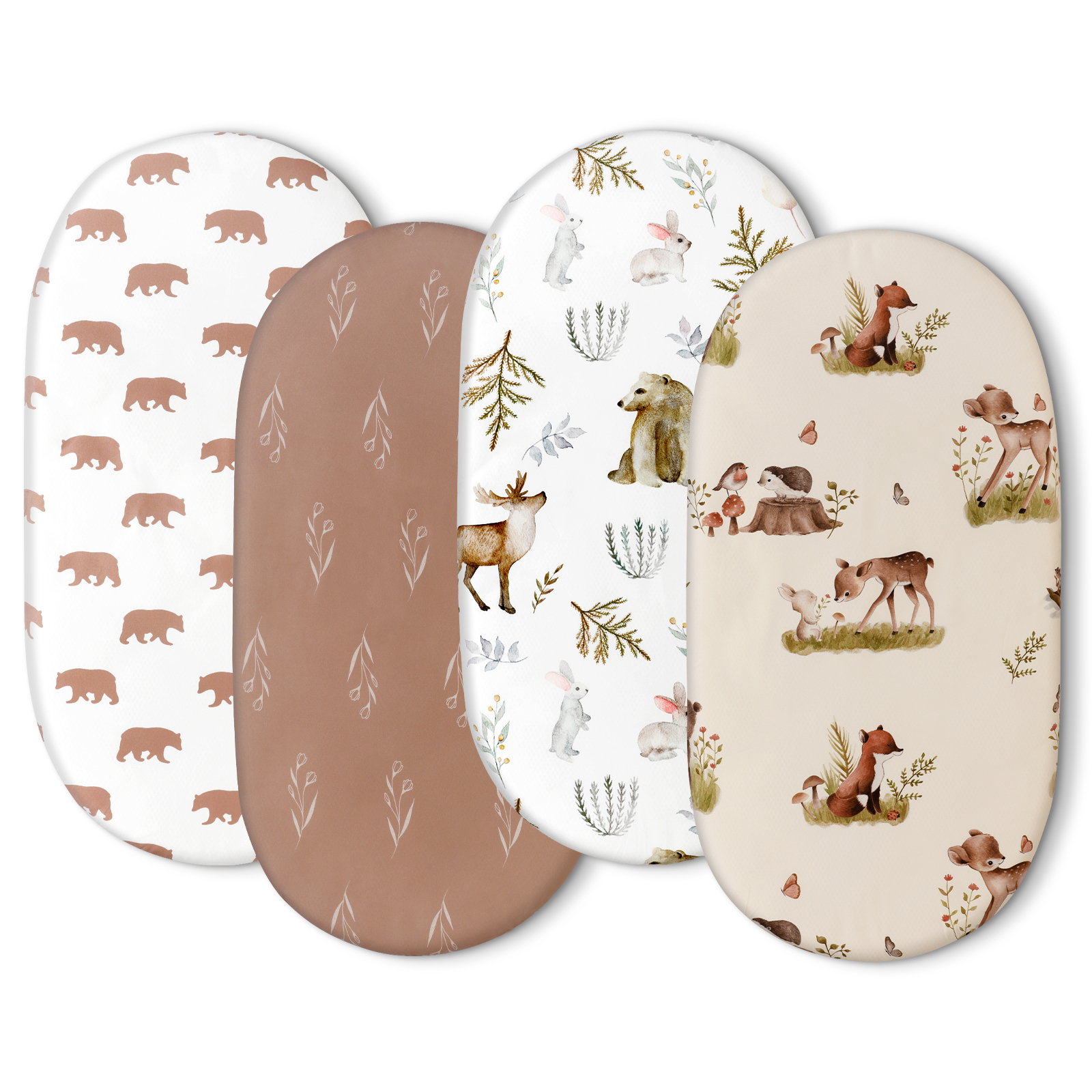Bears and Deers | Soft Microfiber Fitted Change Pad Cover & Bassinet Sheets 4 Pack | 16''*32''