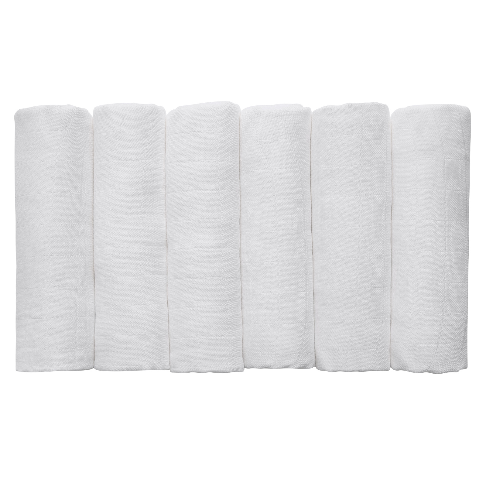 Muslin Swaddle Blankets 6-Pack, 28 X 28" - White