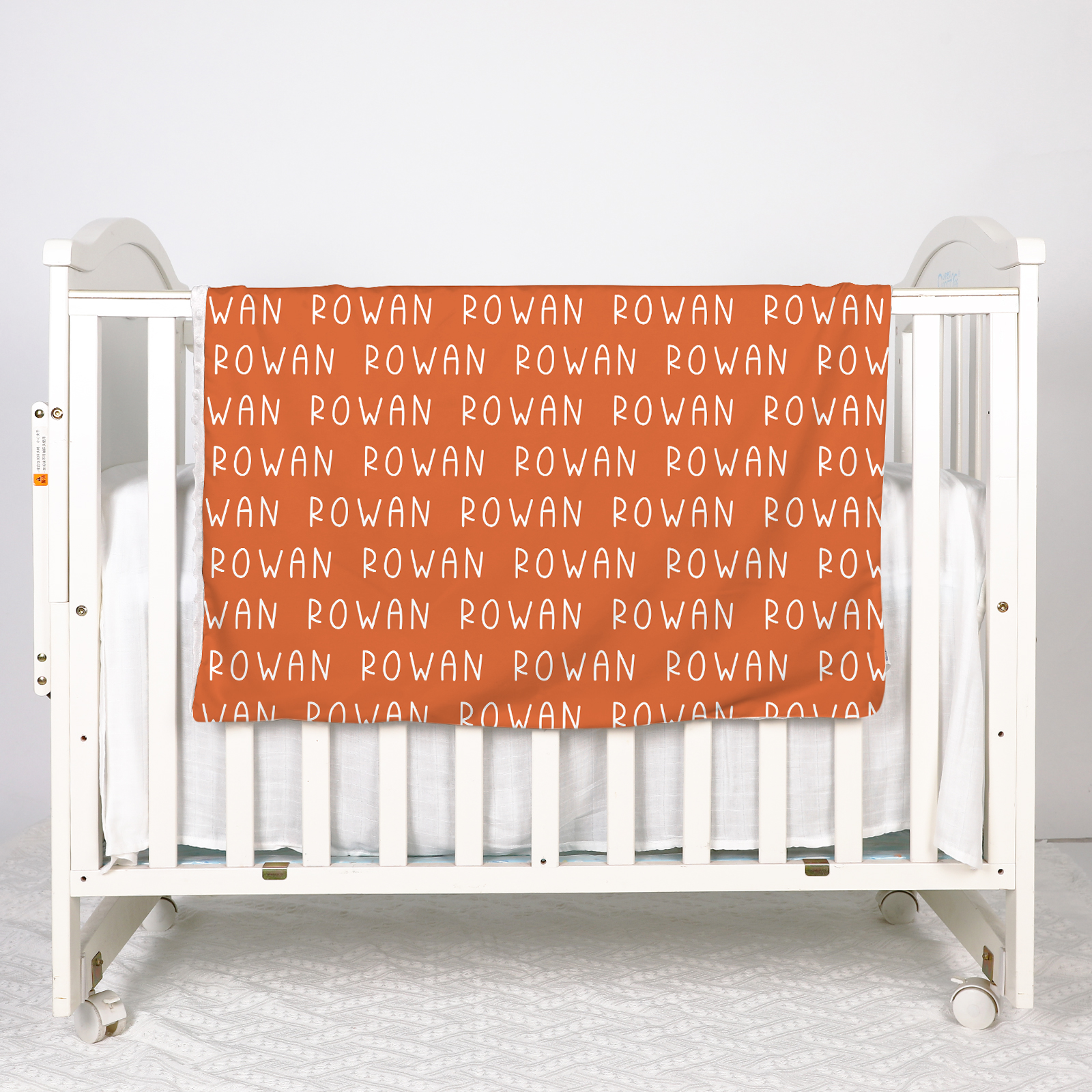 Rowan's Red Orange Tone Personalized Name Blanket