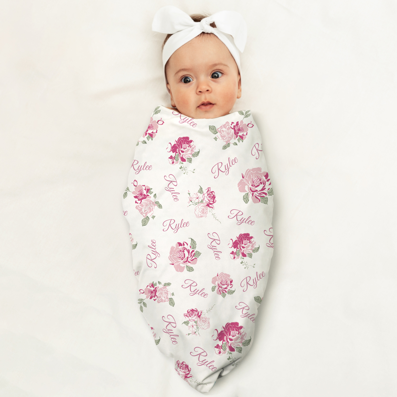 Rylee's Personalized Pink Fantasy Baby Girl Name Blanket