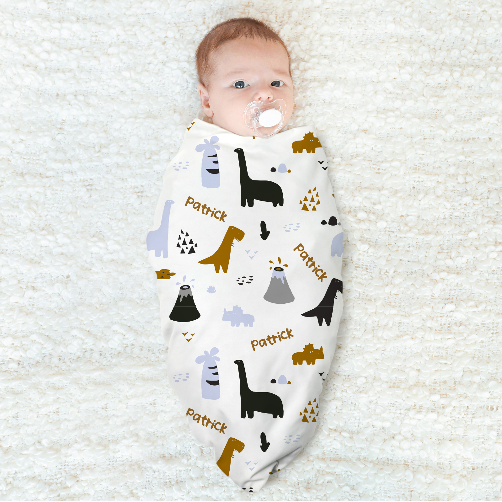 Patrick's Dinosaur Personalized Baby Boy Name Blanket