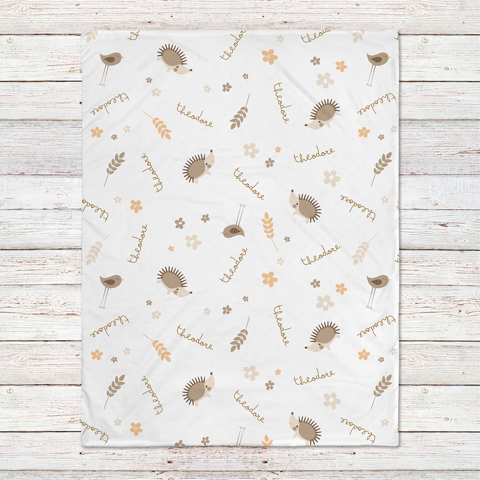 Birds and Flowers Personalized Baby Boy Girl Name Blanket