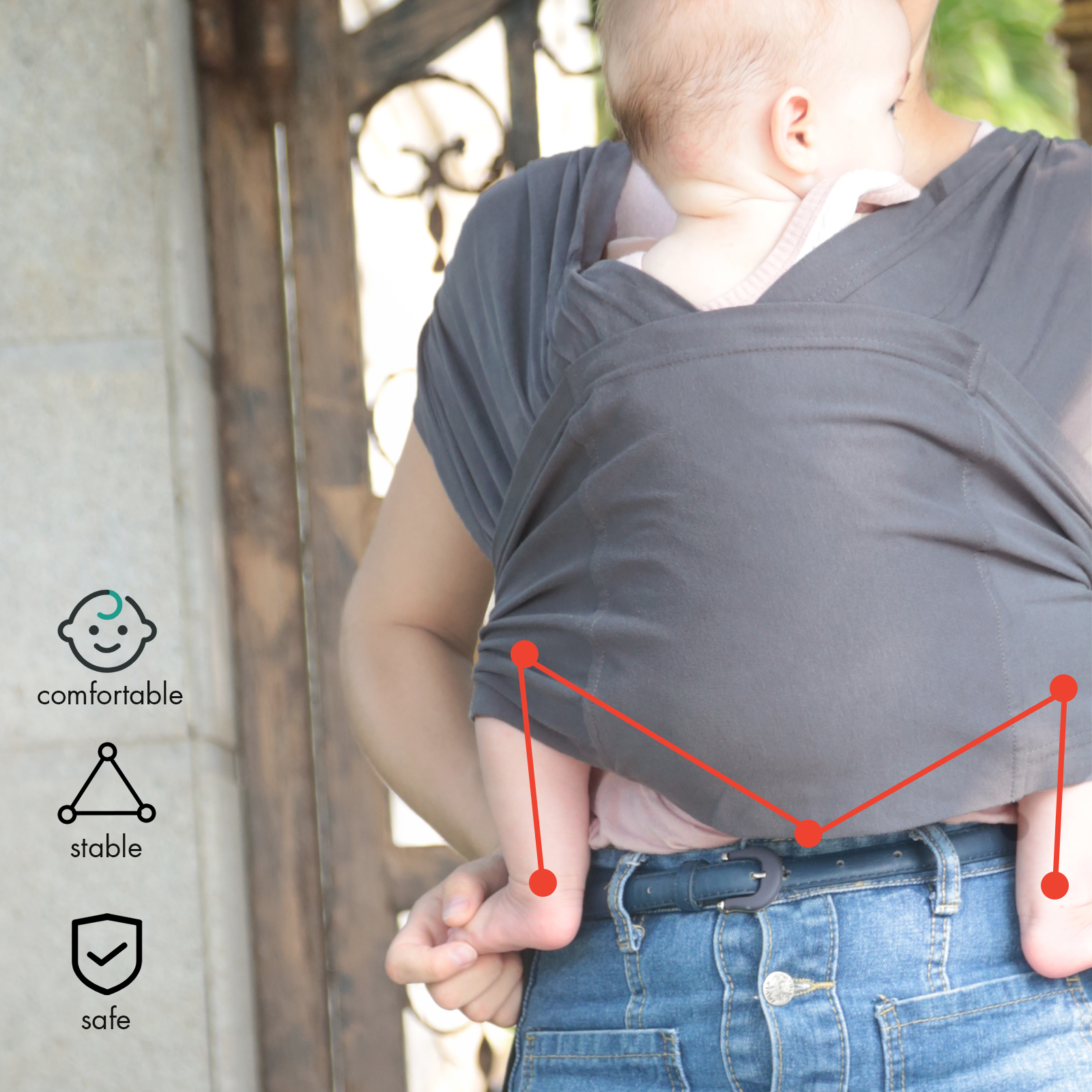 Gray | 0-36 Months Baby Adjustable Carrier Wrap up to 35lbs