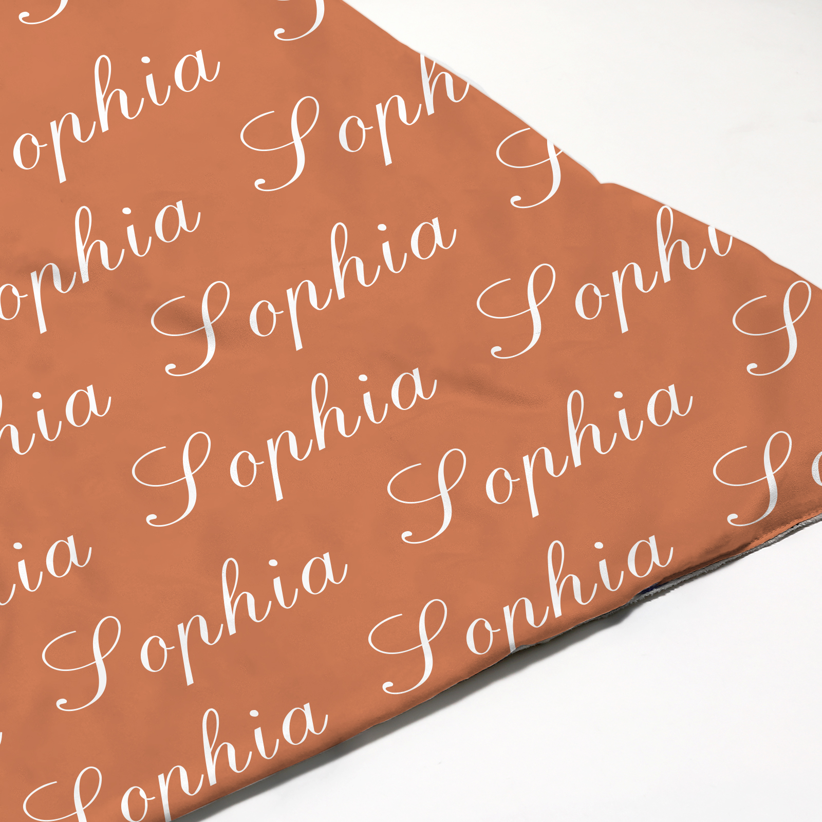 Sophia's Red Orange Script Personalized Name Blanket