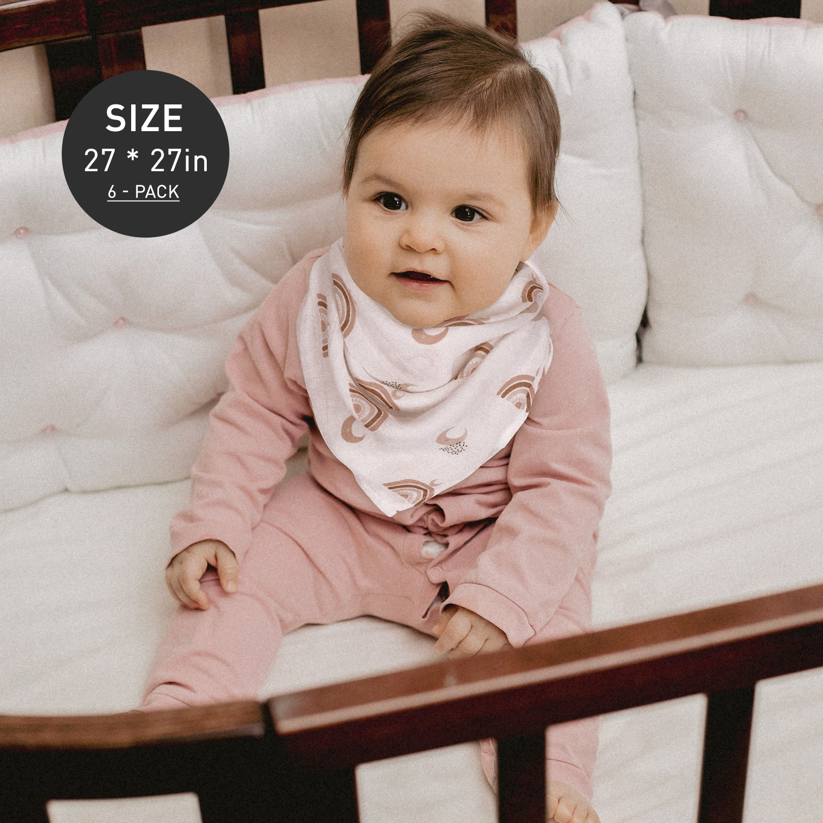 Muslin Swaddle Blankets 6-Pack, 28 X 28" - Moon & Stars