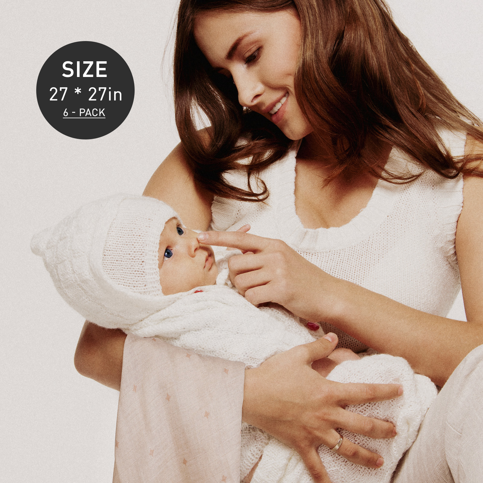 Muslin Swaddle Blankets 6-Pack, 28 X 28" - Moon & Stars