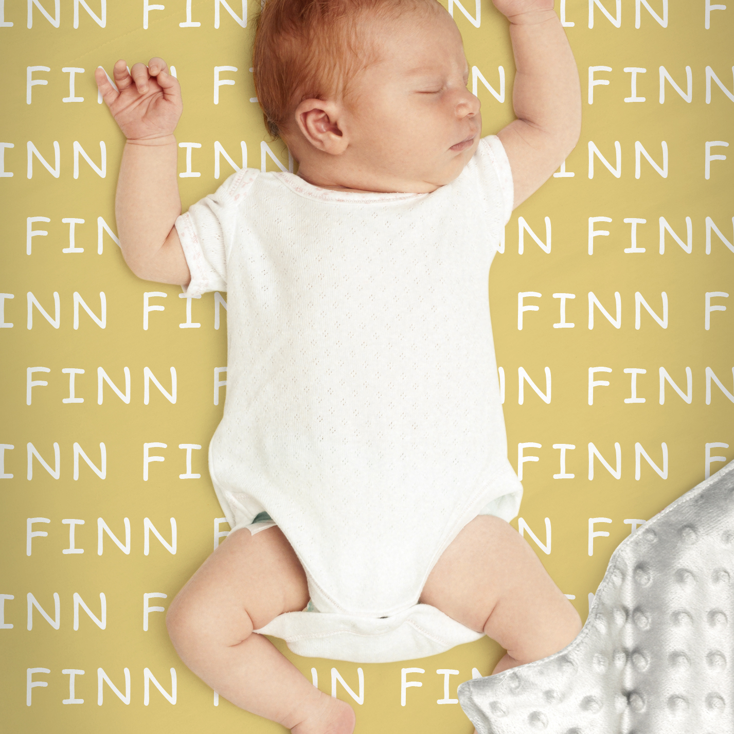 Finn's Grayish Yellow Brown Personalized Baby Blanket