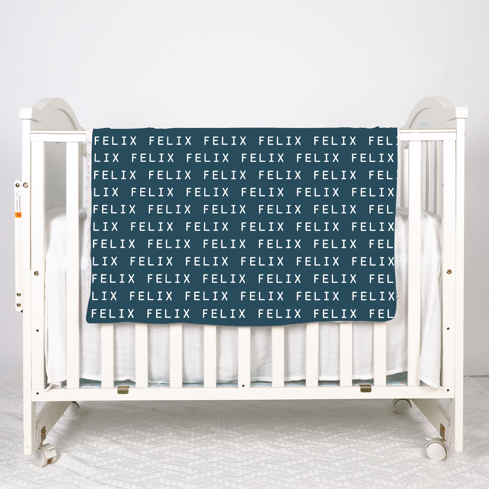 Felix's Deep Navy Blue Personalized Baby Name Blanket