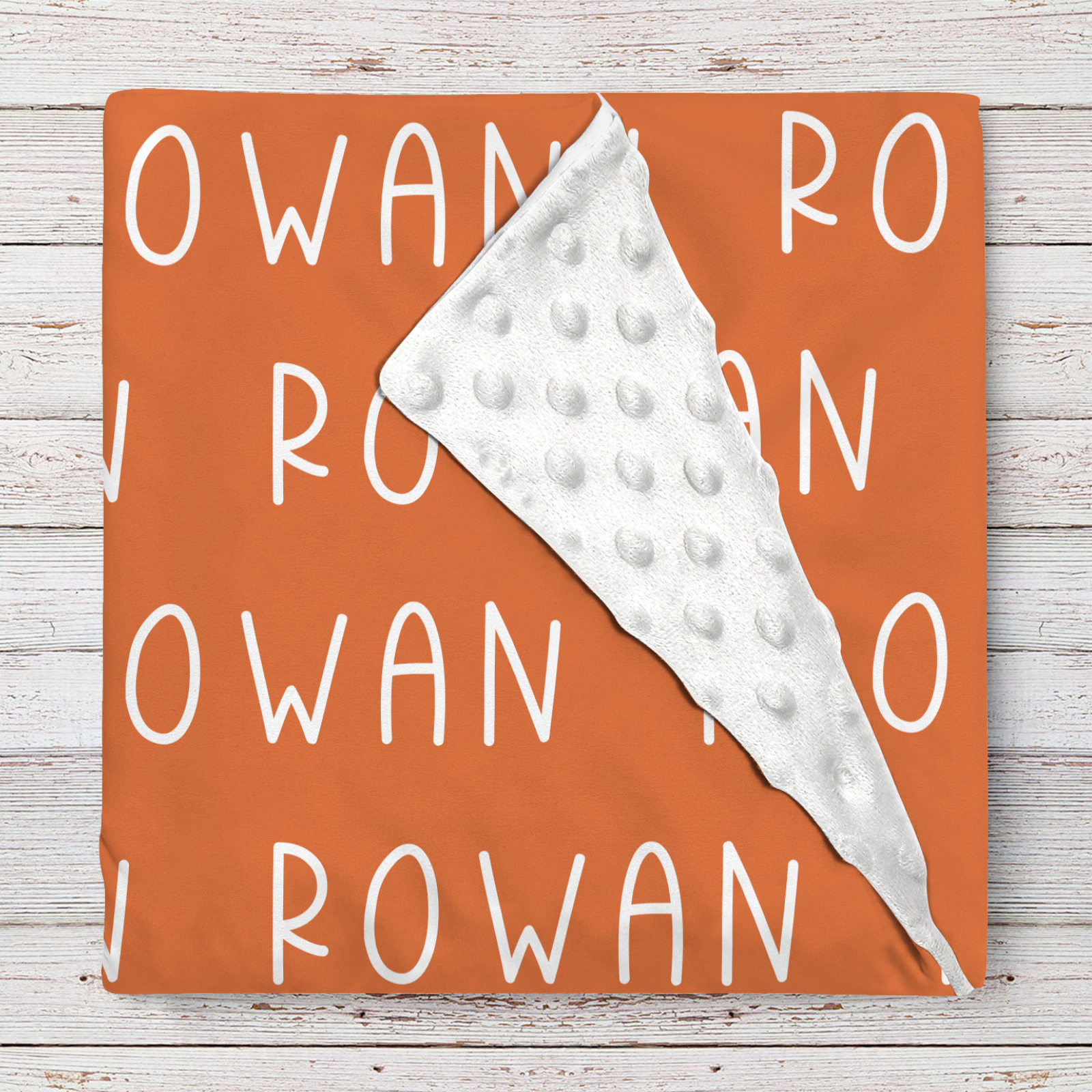 Rowan's Red Orange Tone Personalized Name Blanket