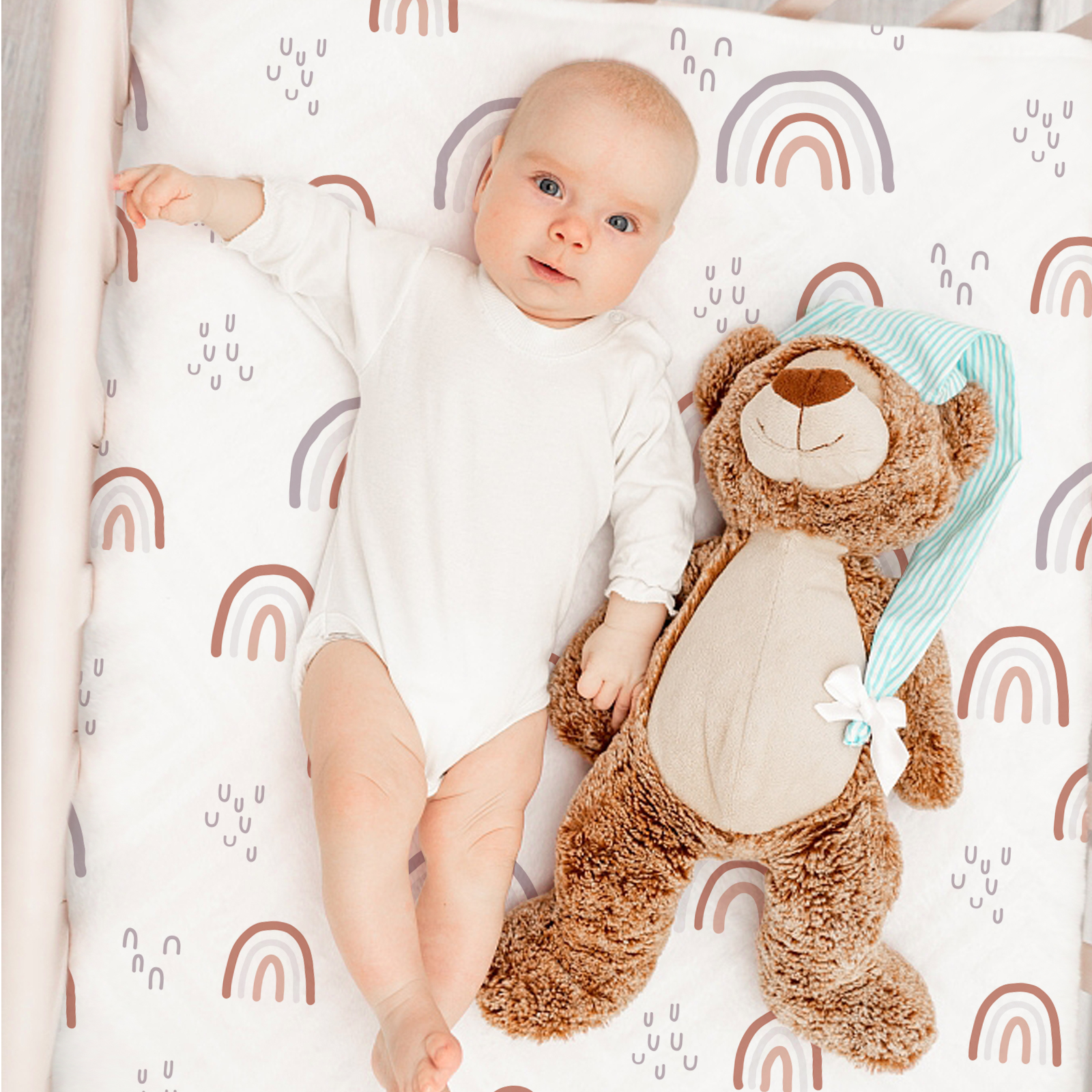 Rainbows | Soft Microfiber Fitted Change Pad Cover & Bassinet Sheets 2 Pack | 16''*32''