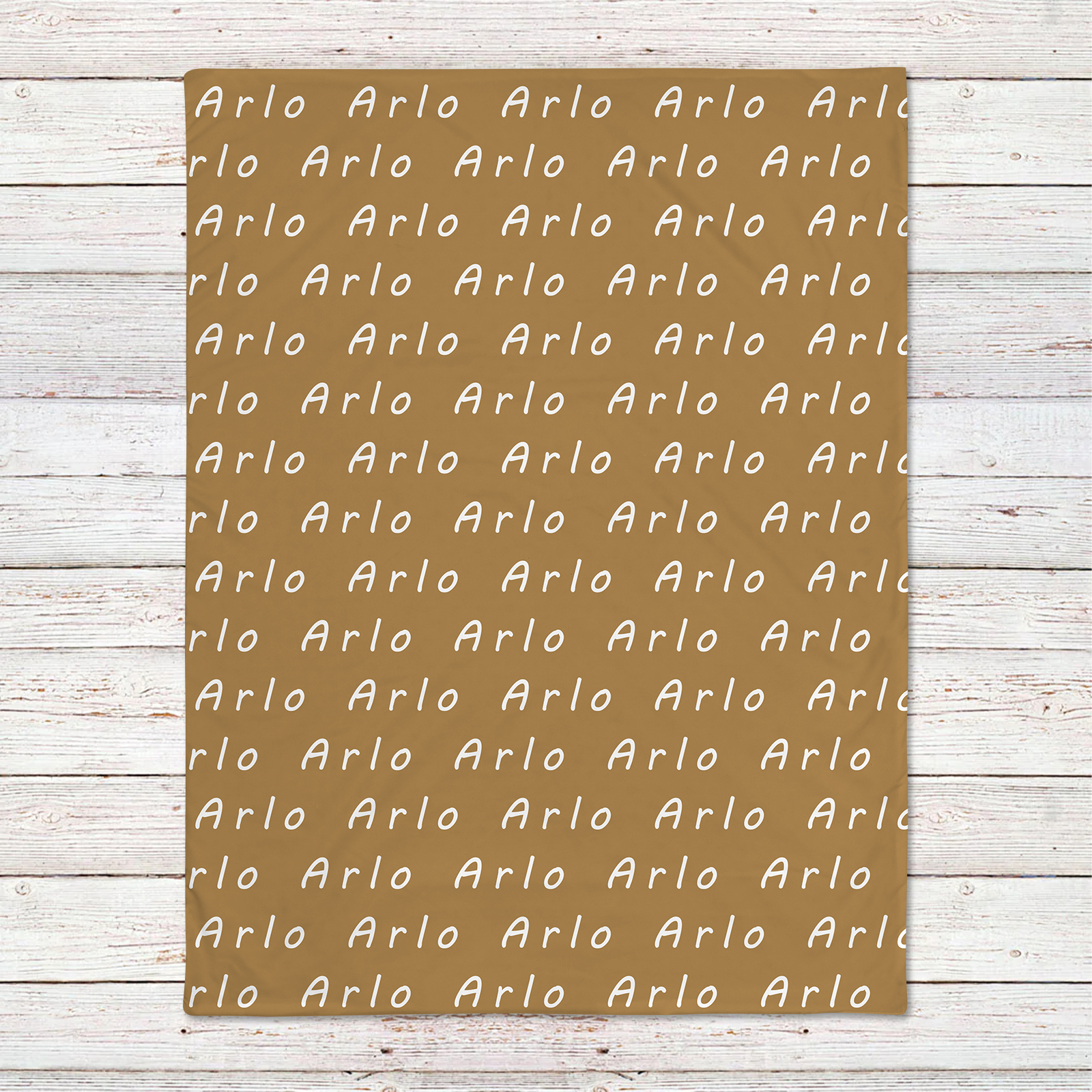 Arlo's Gray Orange Tone Personalized Name Blanket