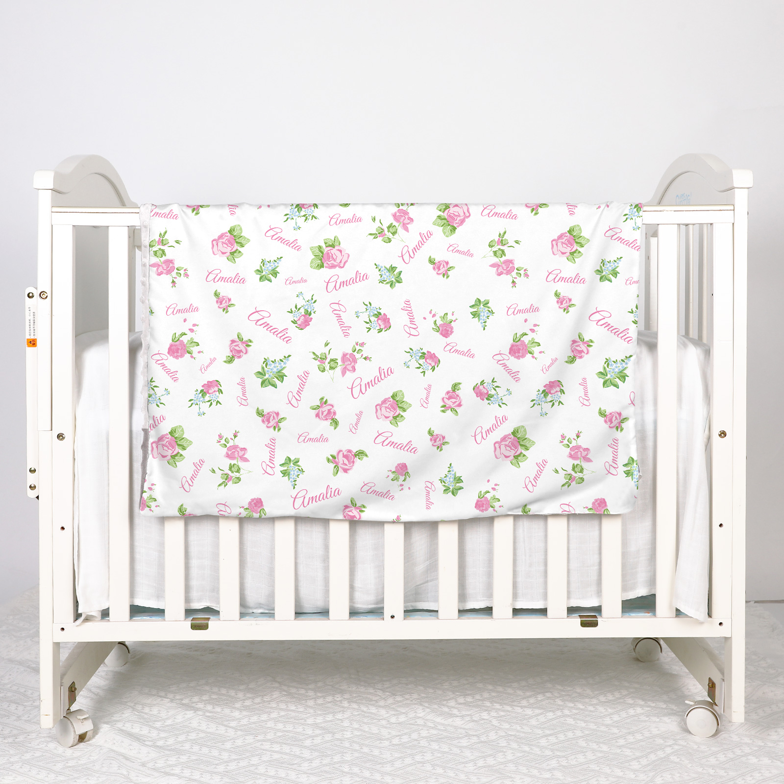Personalized Baby Girl Name Blanket, Romantic Pink