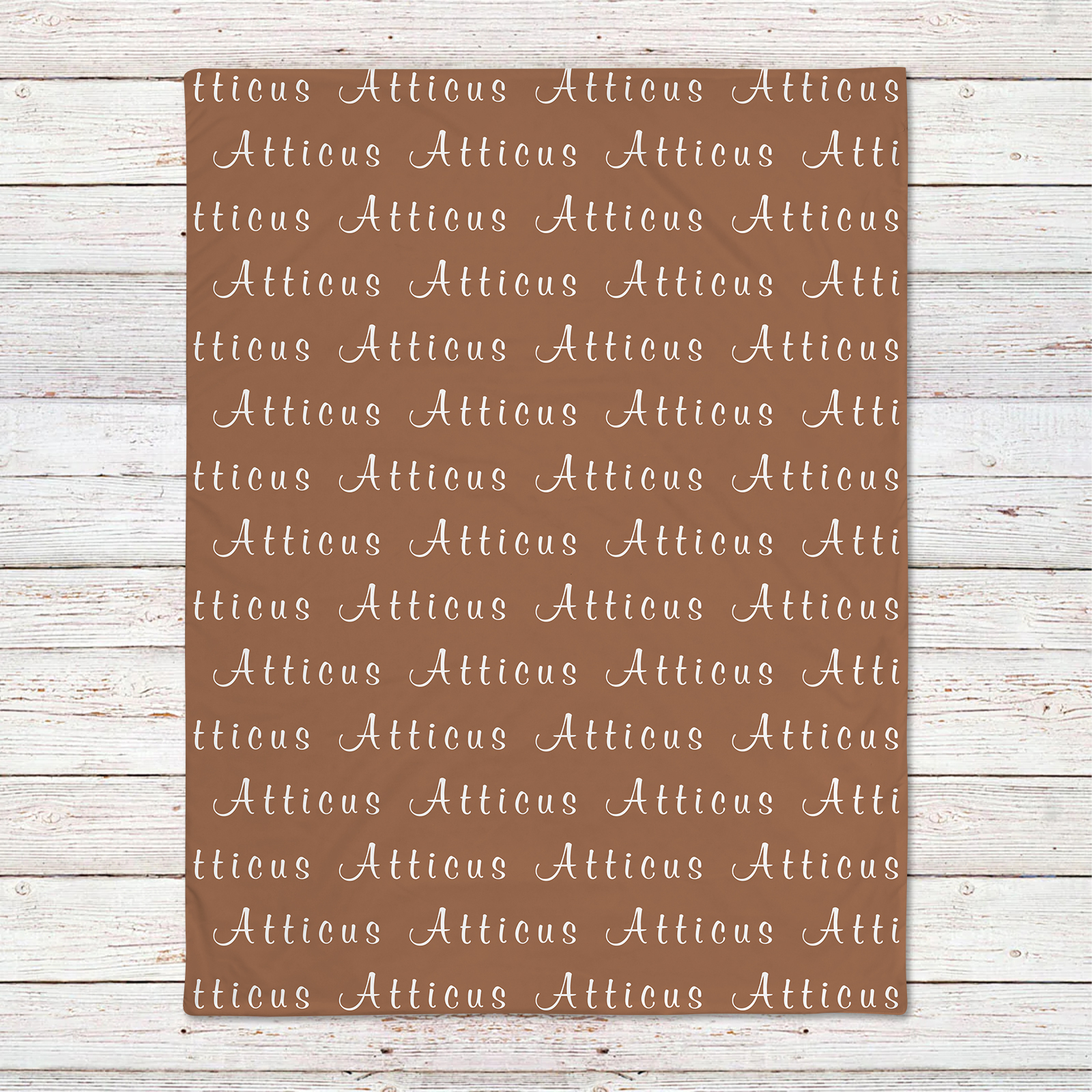 Atticus' Grayish Brown Personalized Baby Blanket