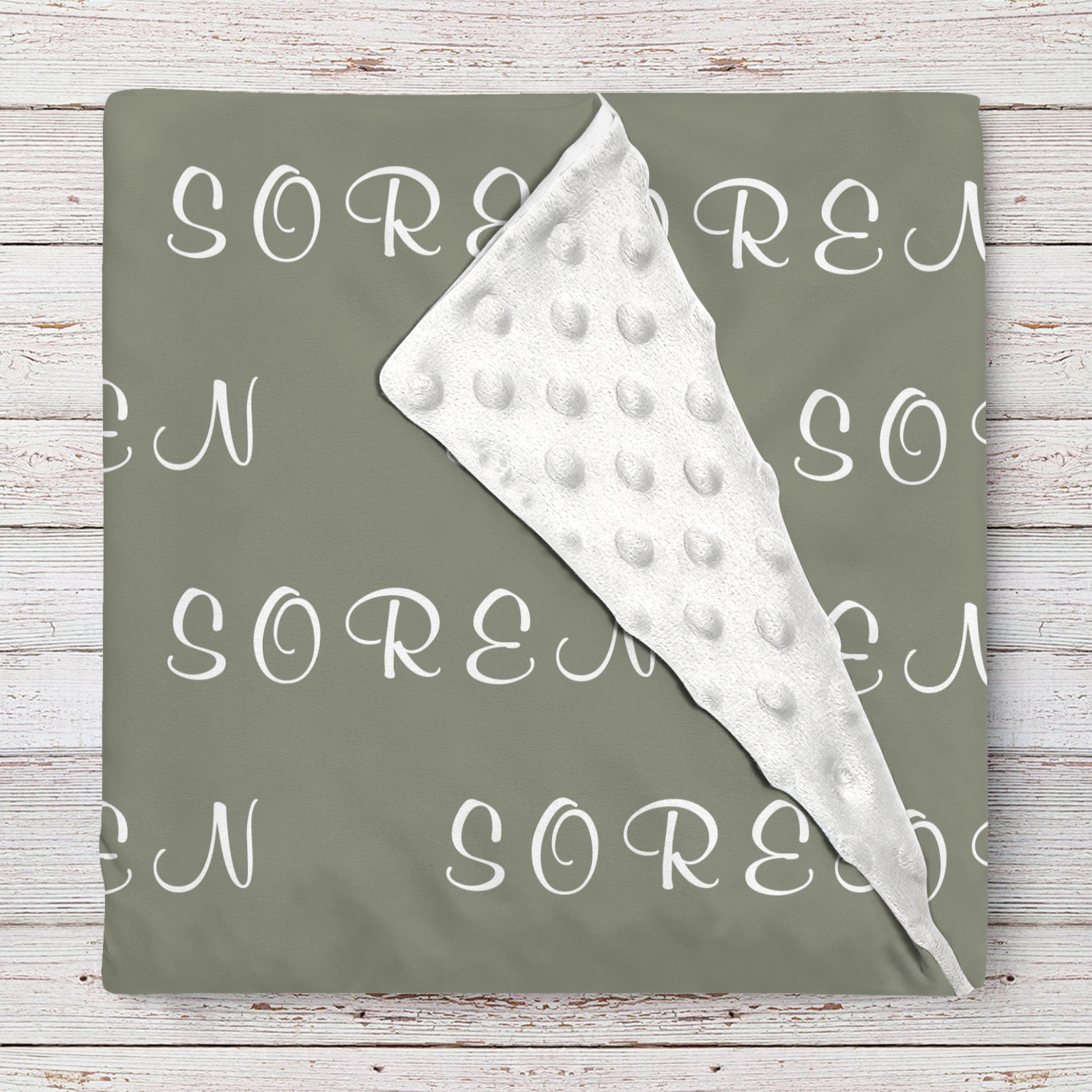 Soren's Light Gray Tone Personalized Name Blanket