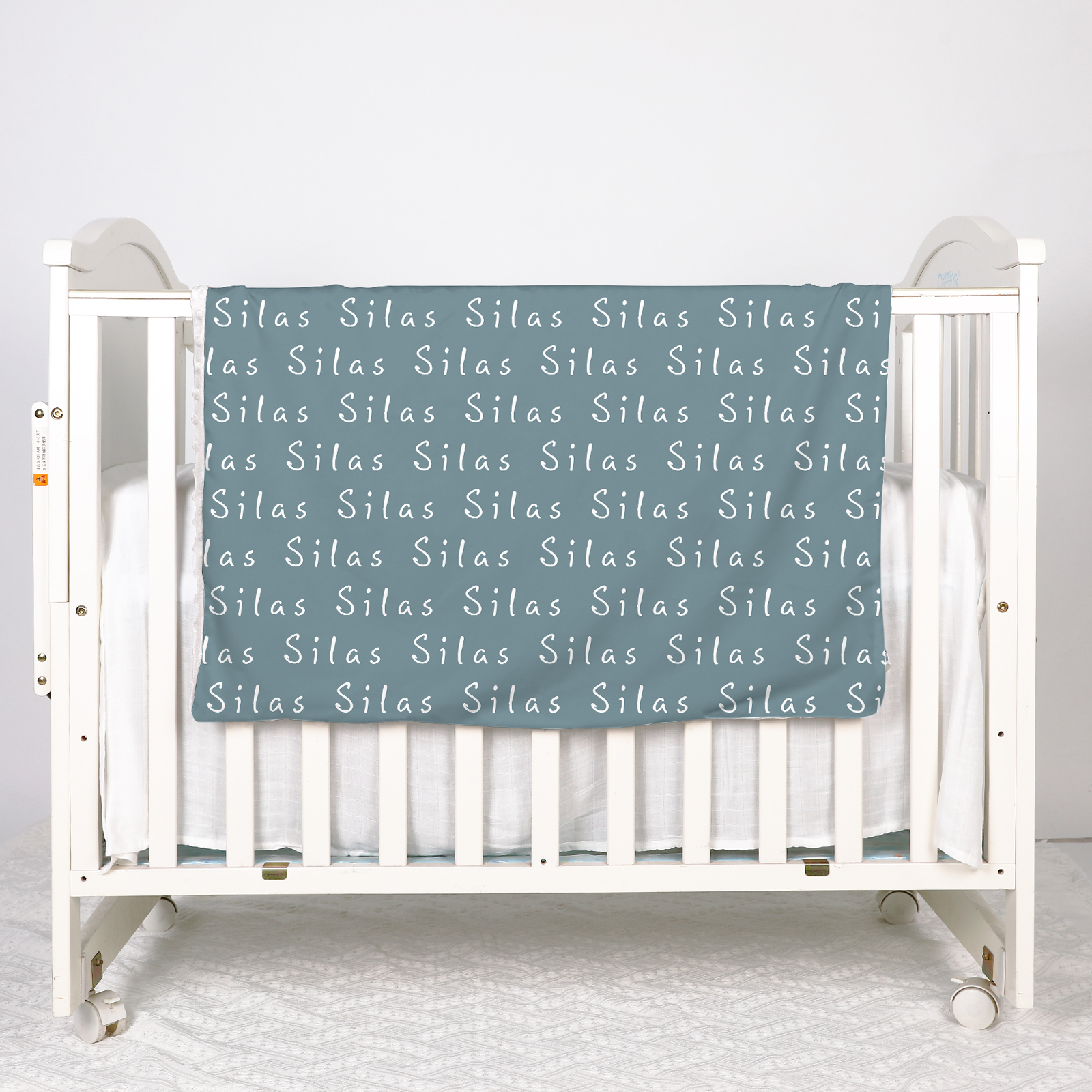 Silas's Cyan Fleece Plush Personalized Name Blanket