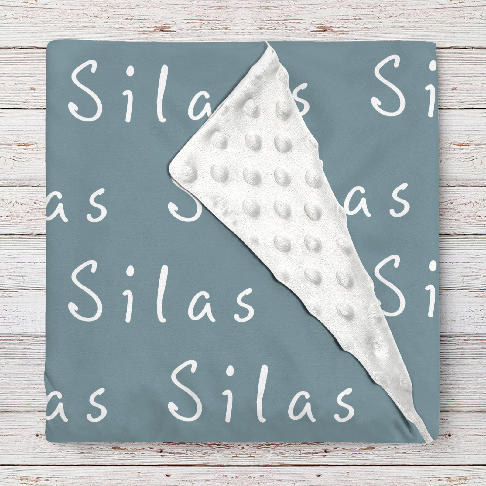 Silas's Cyan Fleece Plush Personalized Name Blanket