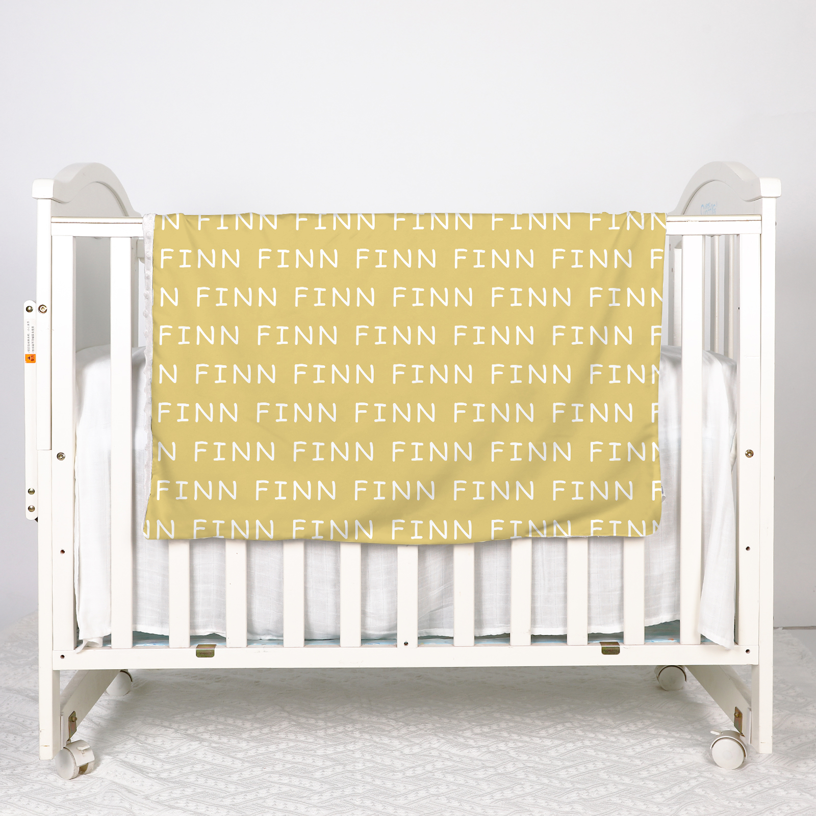 Finn's Grayish Yellow Brown Personalized Baby Blanket