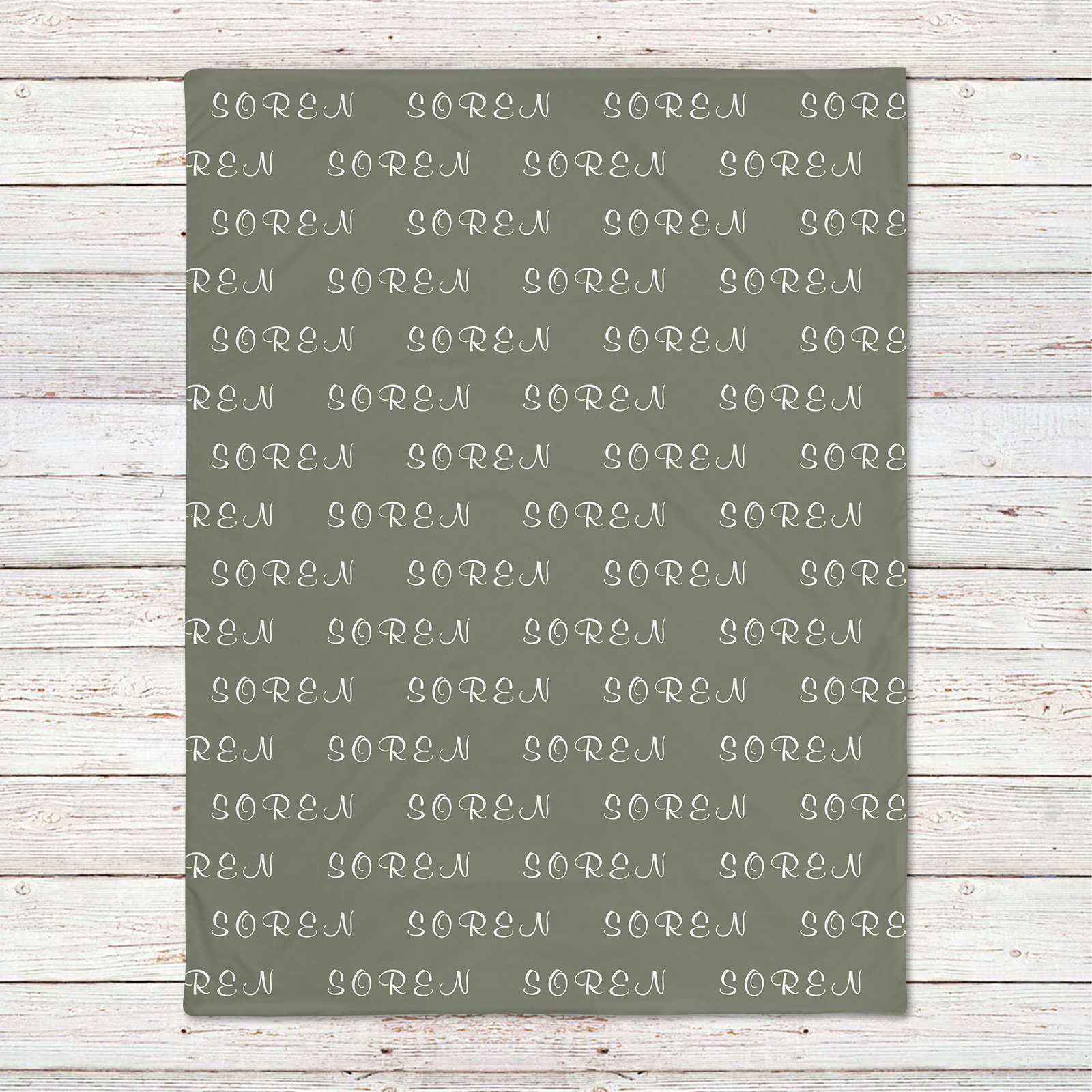 Soren's Light Gray Tone Personalized Name Blanket