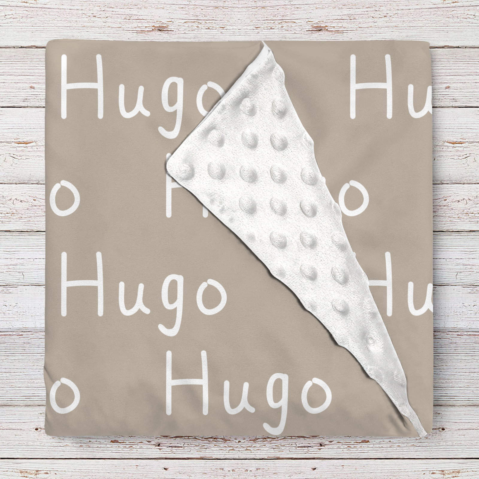 Hugo's Light Brownish Gray Personalized Baby Blanket