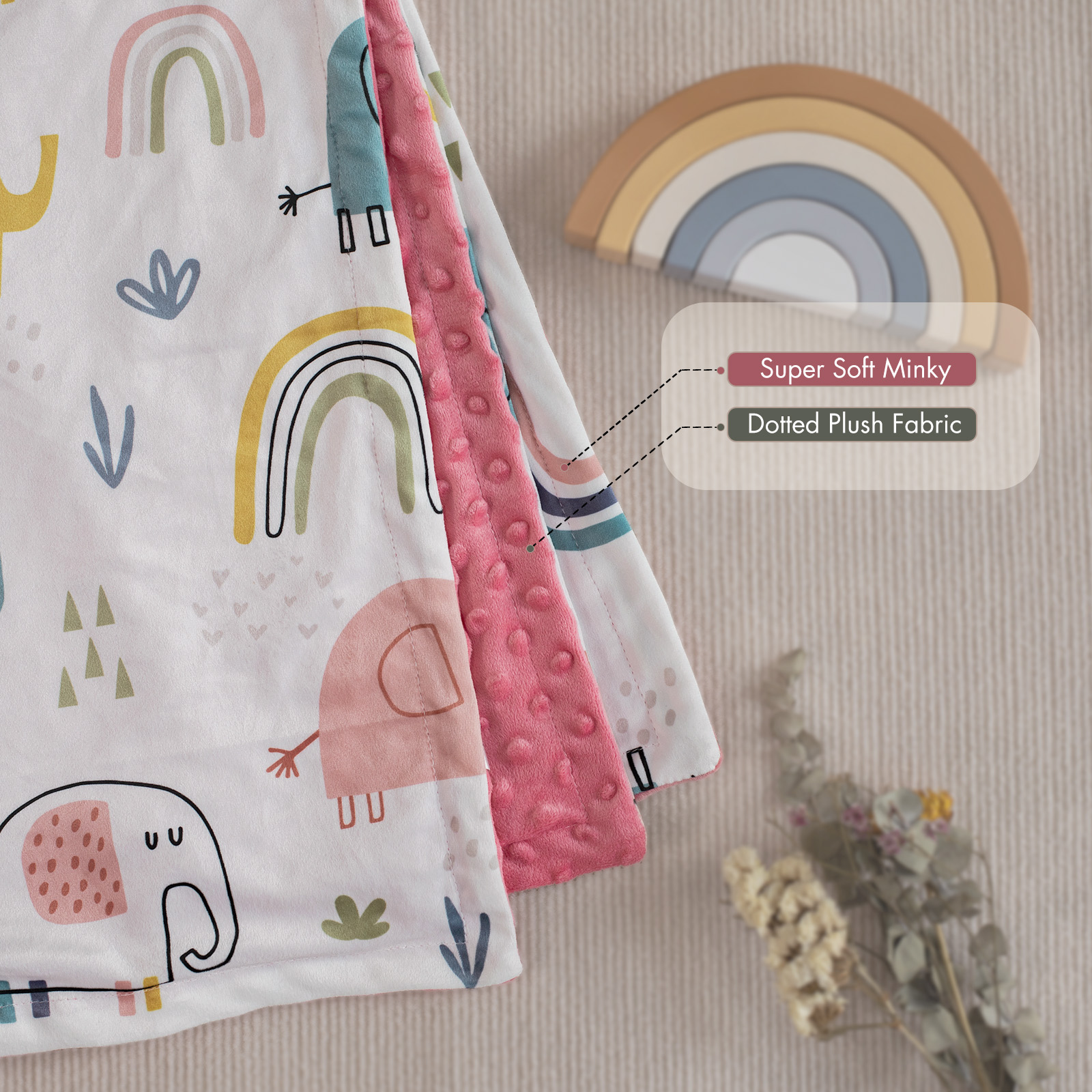Colorful Elephant | Gllquen Baby Fleece Plush Dot Blanket | 30''*40''