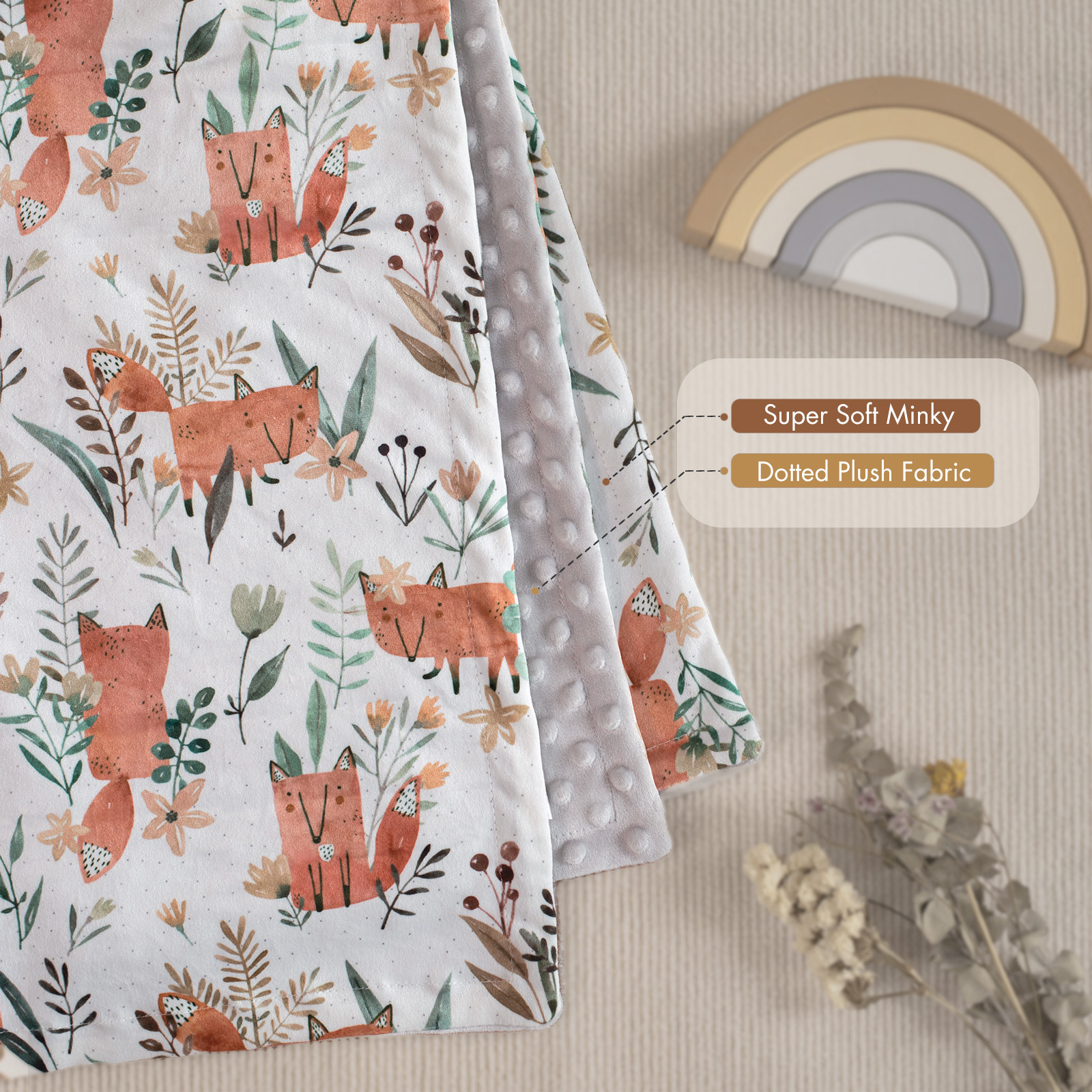 Little Fox | Gllquen Baby Fleece Plush Dot Blanket | 30''*40''