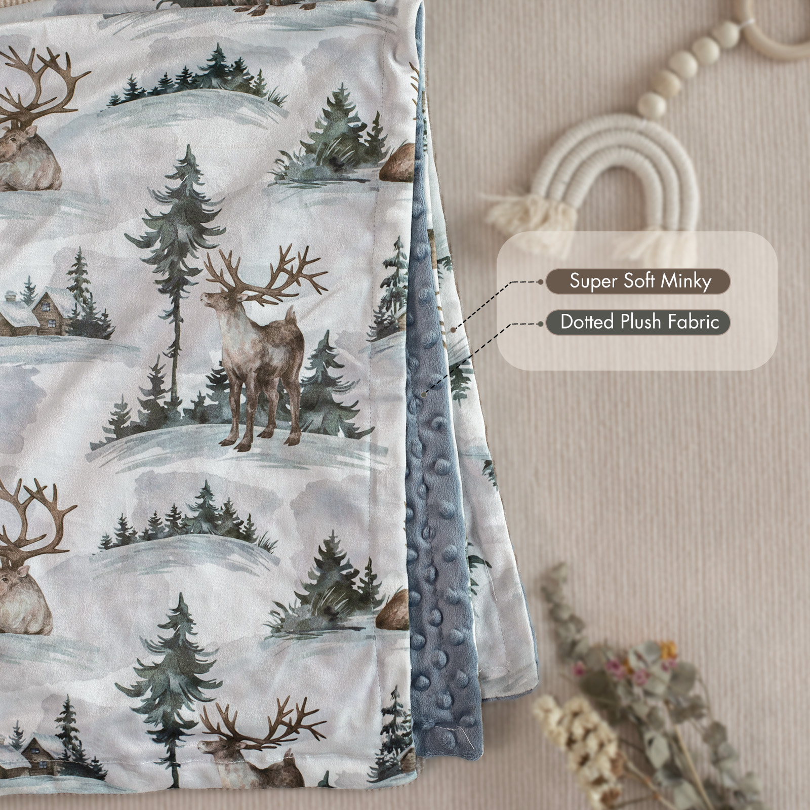 Elk | Gllquen Baby Fleece Plush Dot Blanket | 30''*40''
