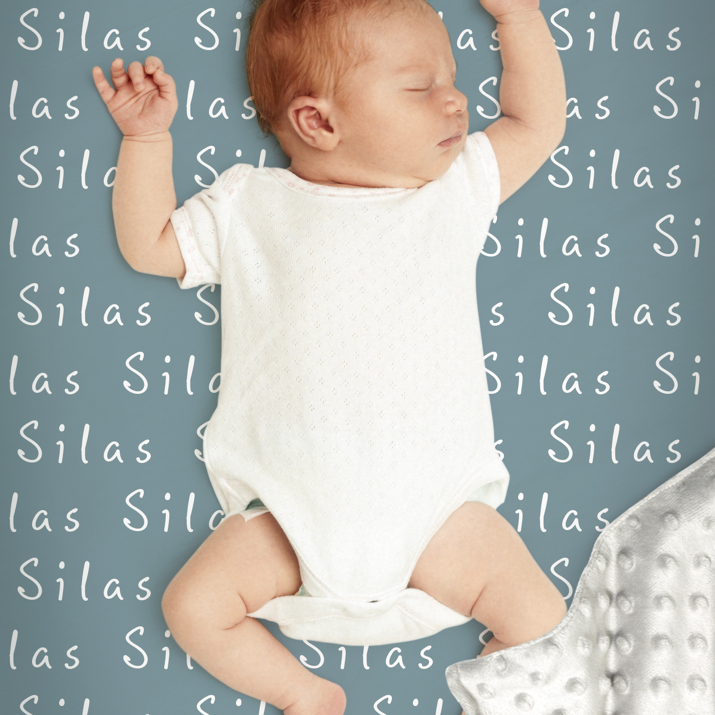 Silas's Cyan Fleece Plush Personalized Name Blanket
