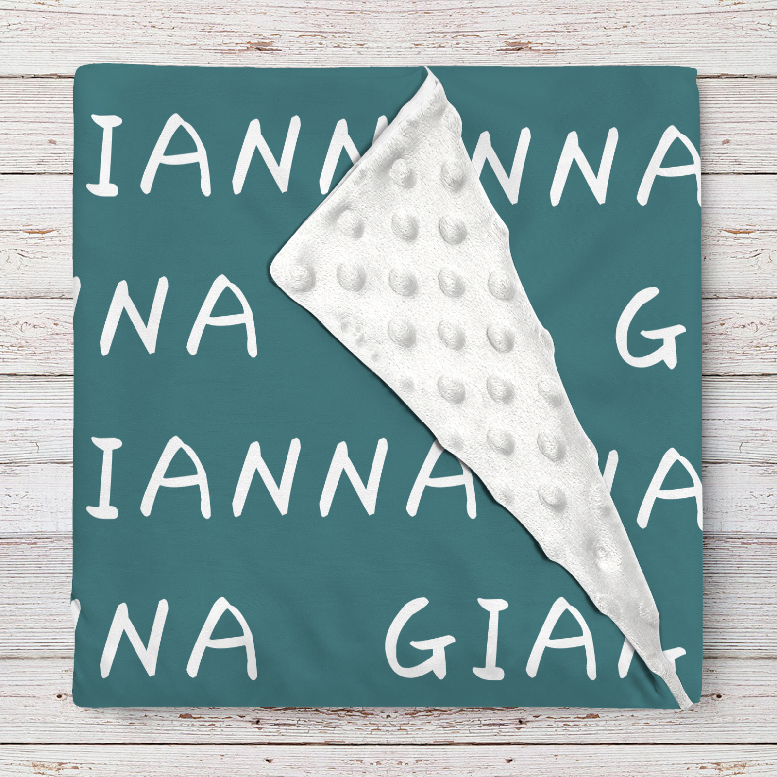 Gianna's Dark Graynish Cyan Personalized Baby Blanket