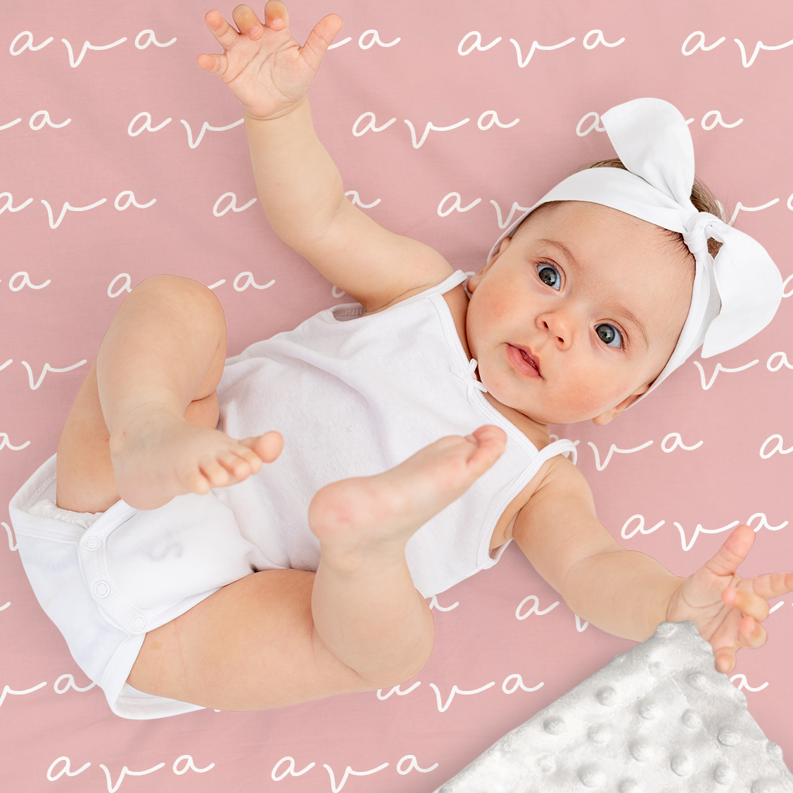 Ava's Light Red Solid Color & Font Personalized Blanket