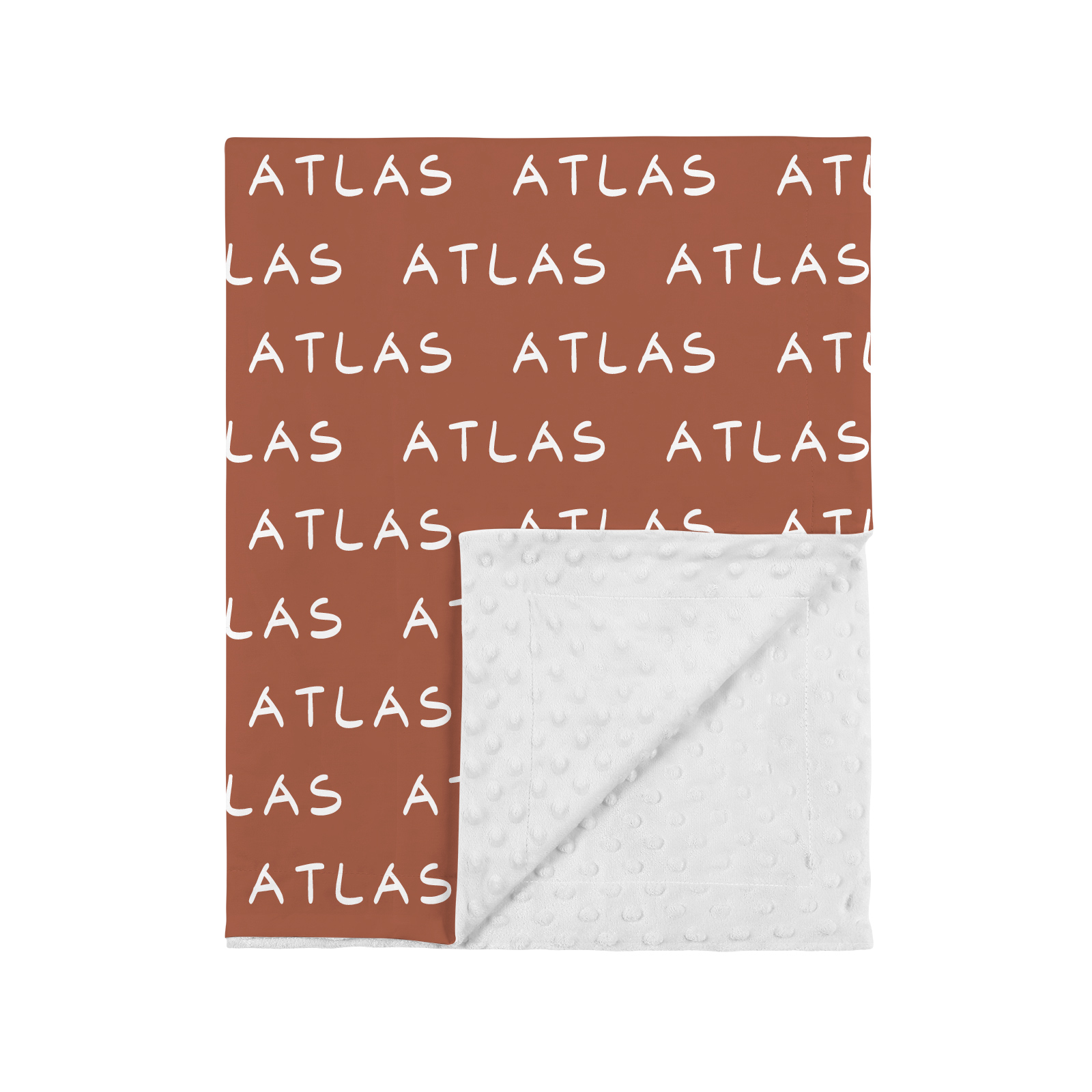 Atlas's Grayish Red Orange Tone Personalized Name Blanket