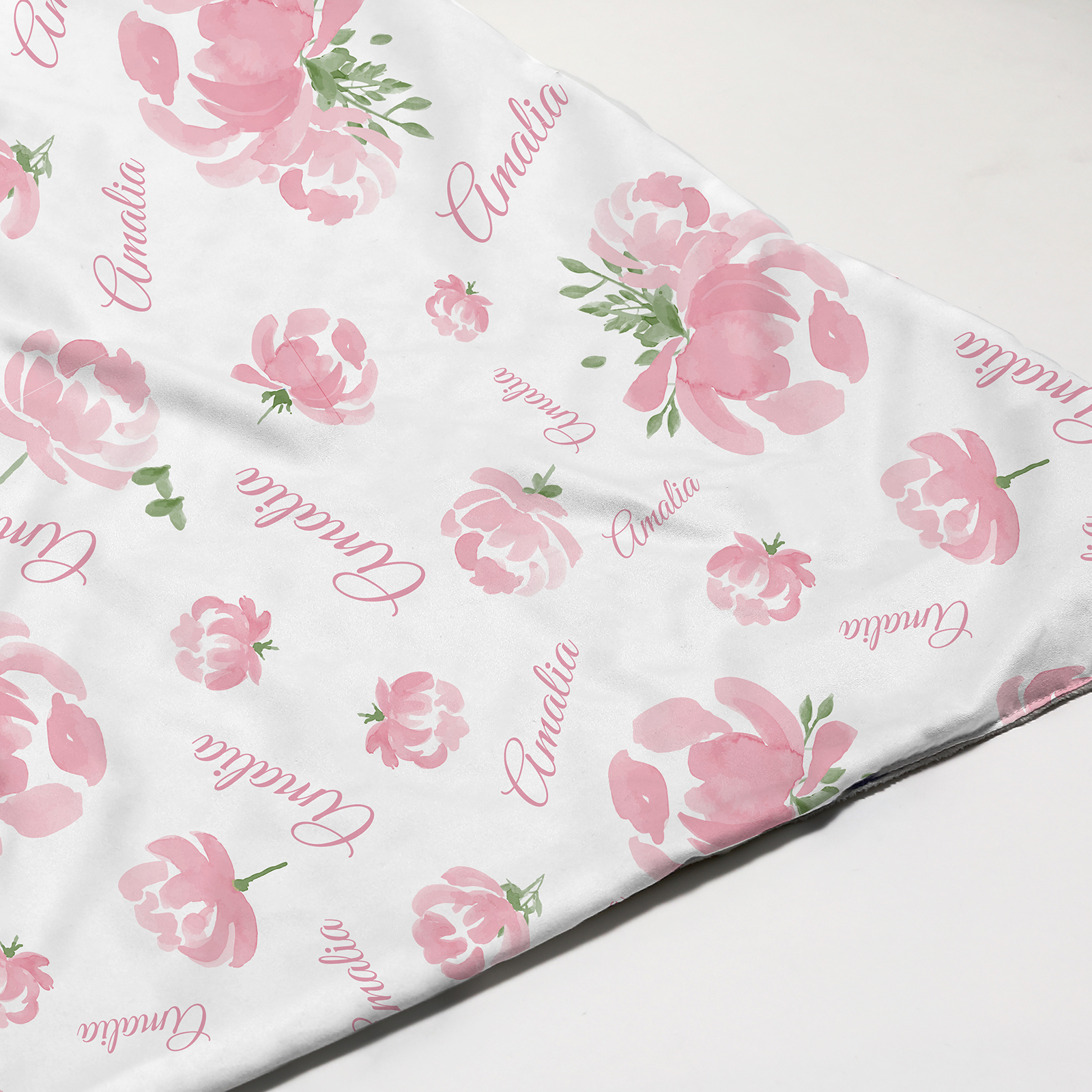 Personalized Baby Girl Name Blanket, Floral print coral