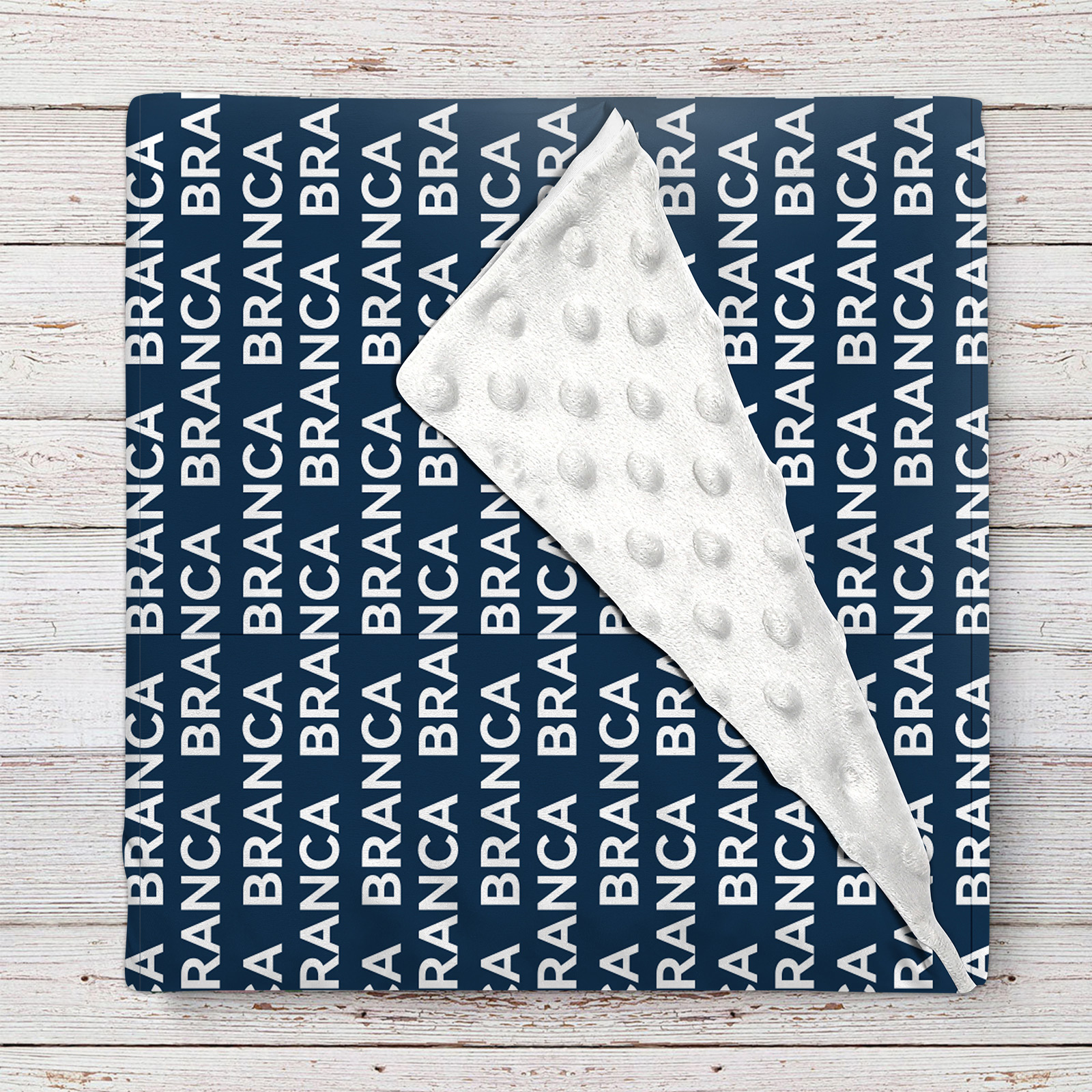 Branca's Navy Blue Personalized Baby Name Blanket 
