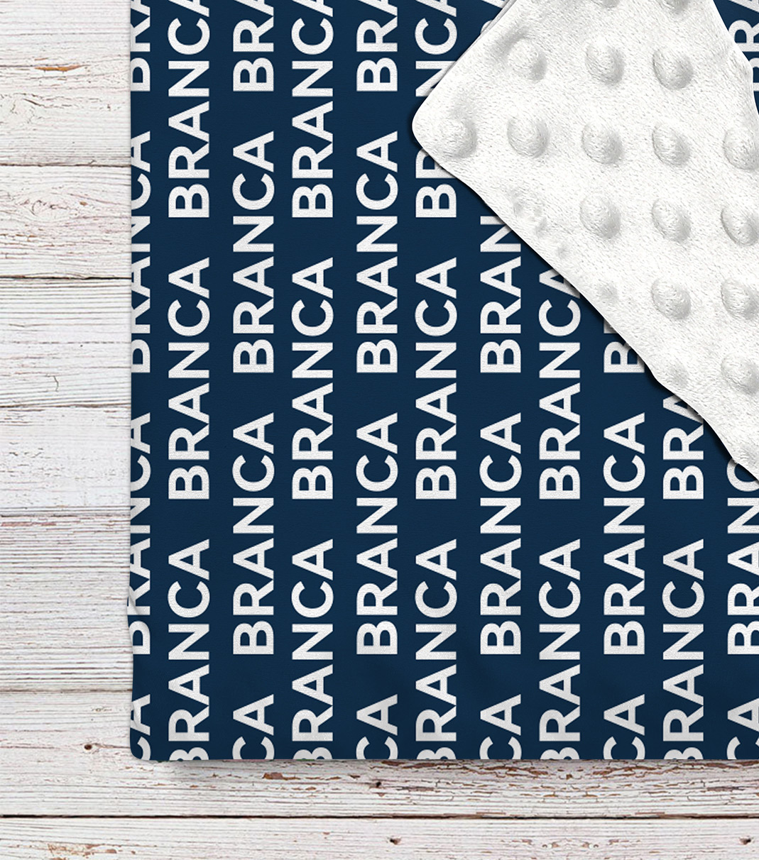 Branca's Navy Blue Personalized Baby Name Blanket 